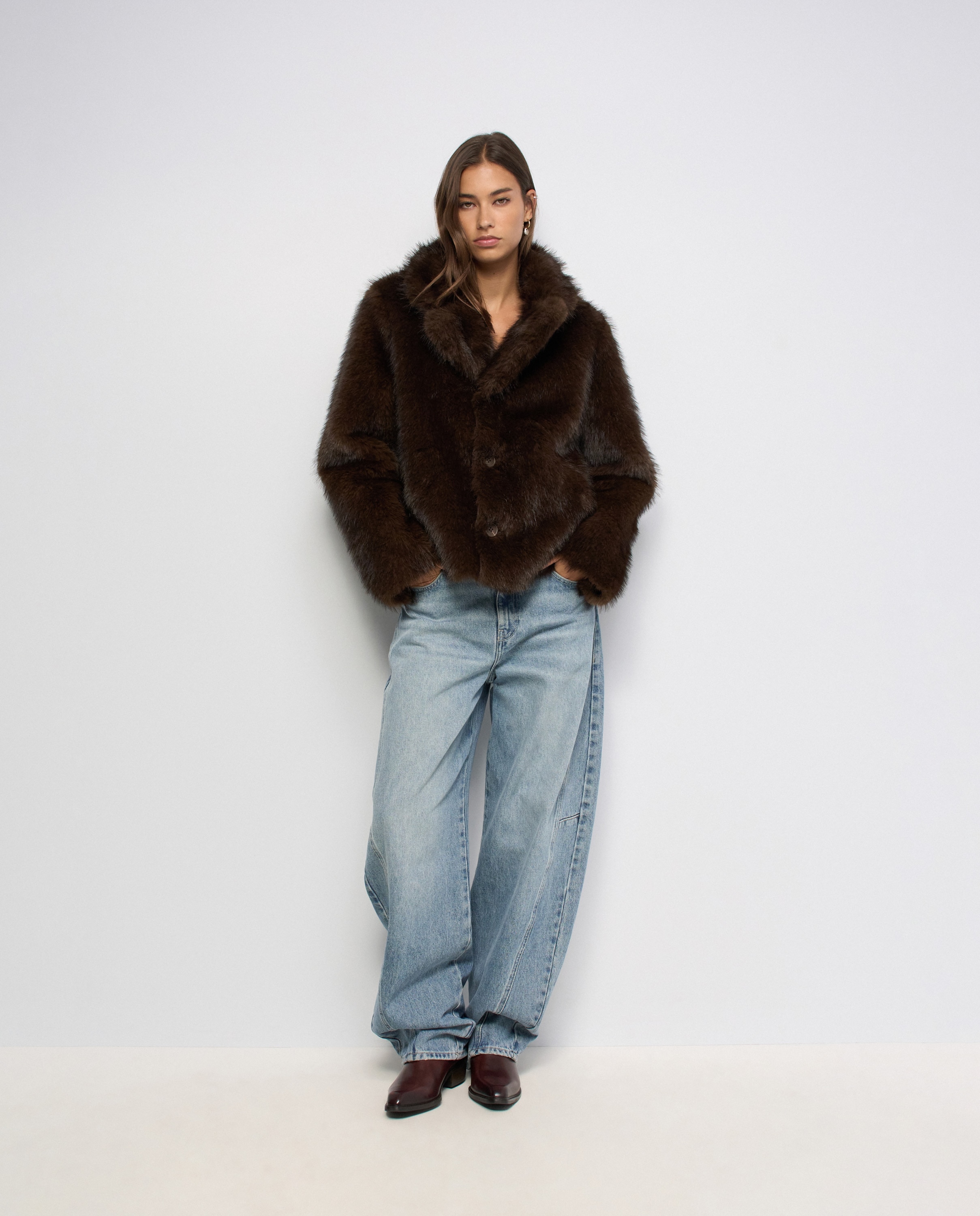 Imagen 5 de Abrigo de pelo diana reversible de mujer - Salsa Jeans - Marrón Marrón