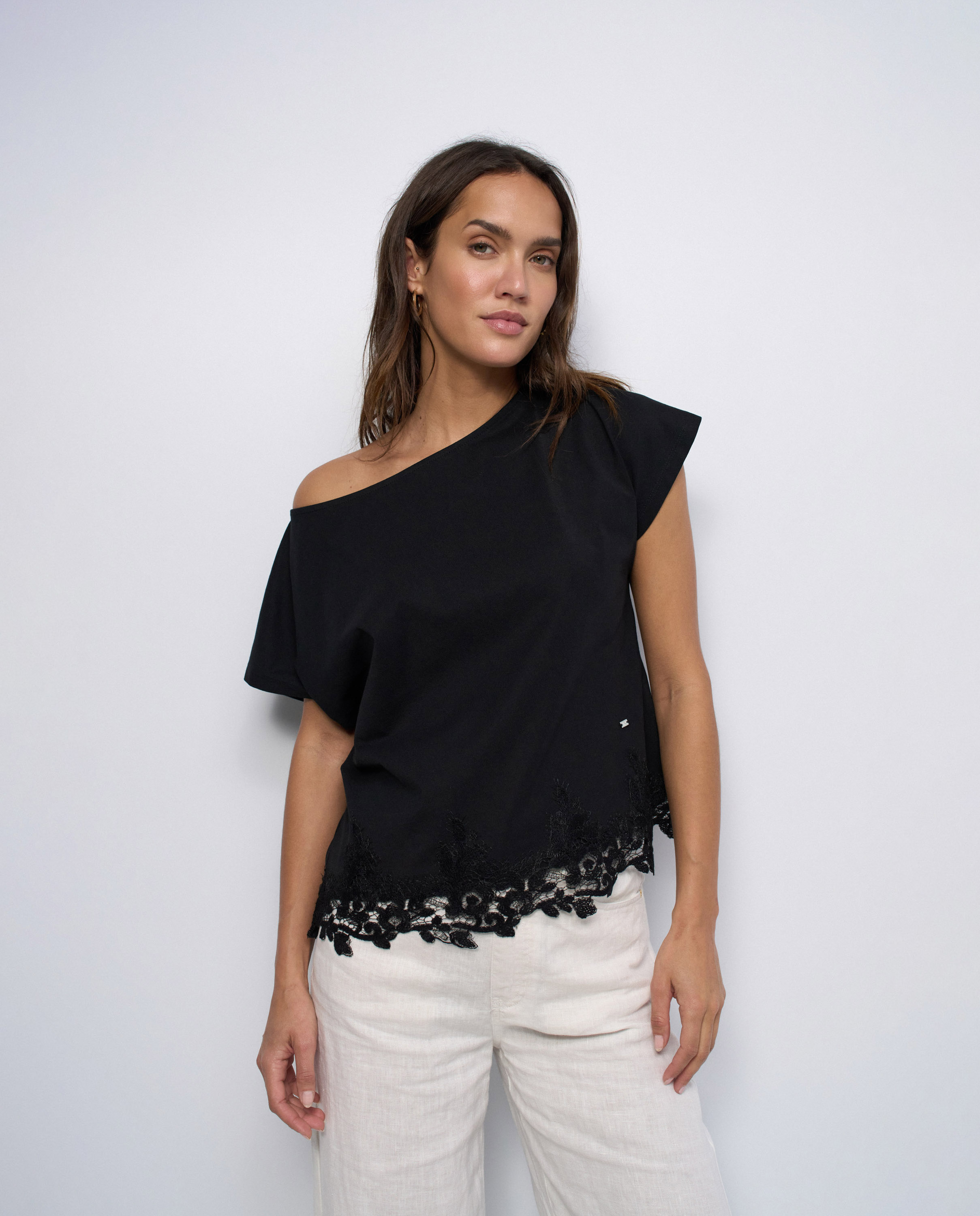 Salsa Jeans - Camiseta con encaje de mujer.