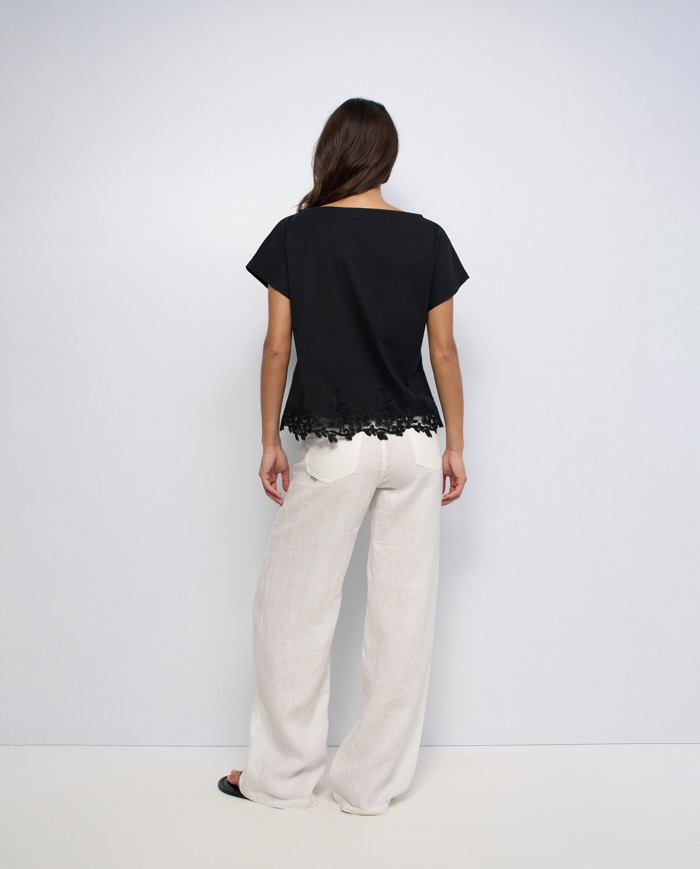 Camiseta con encaje de mujer - Salsa Jeans - Negro Negro-3