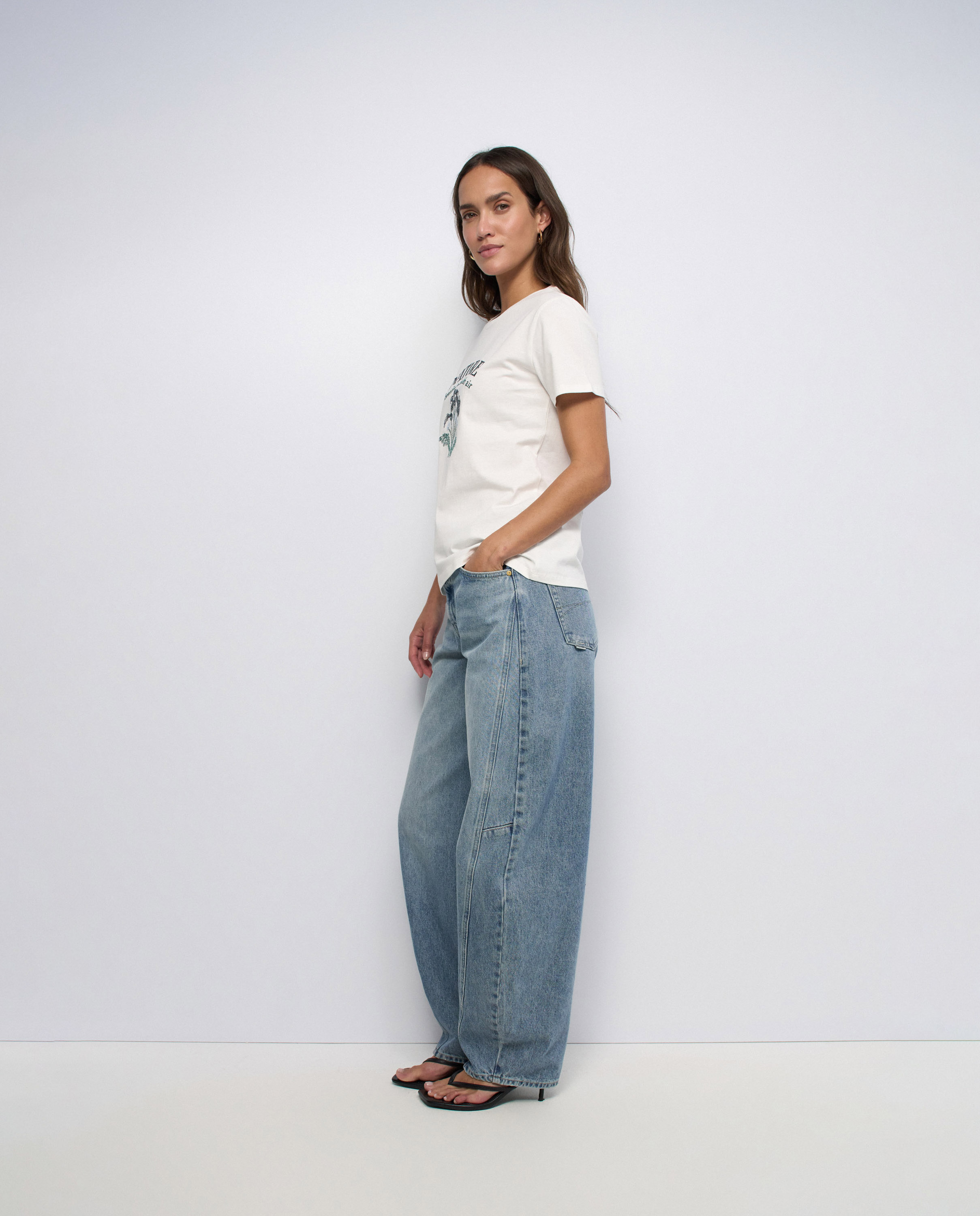 Camiseta con bordado de mujer - Salsa Jeans - Blanco Blanco-2
