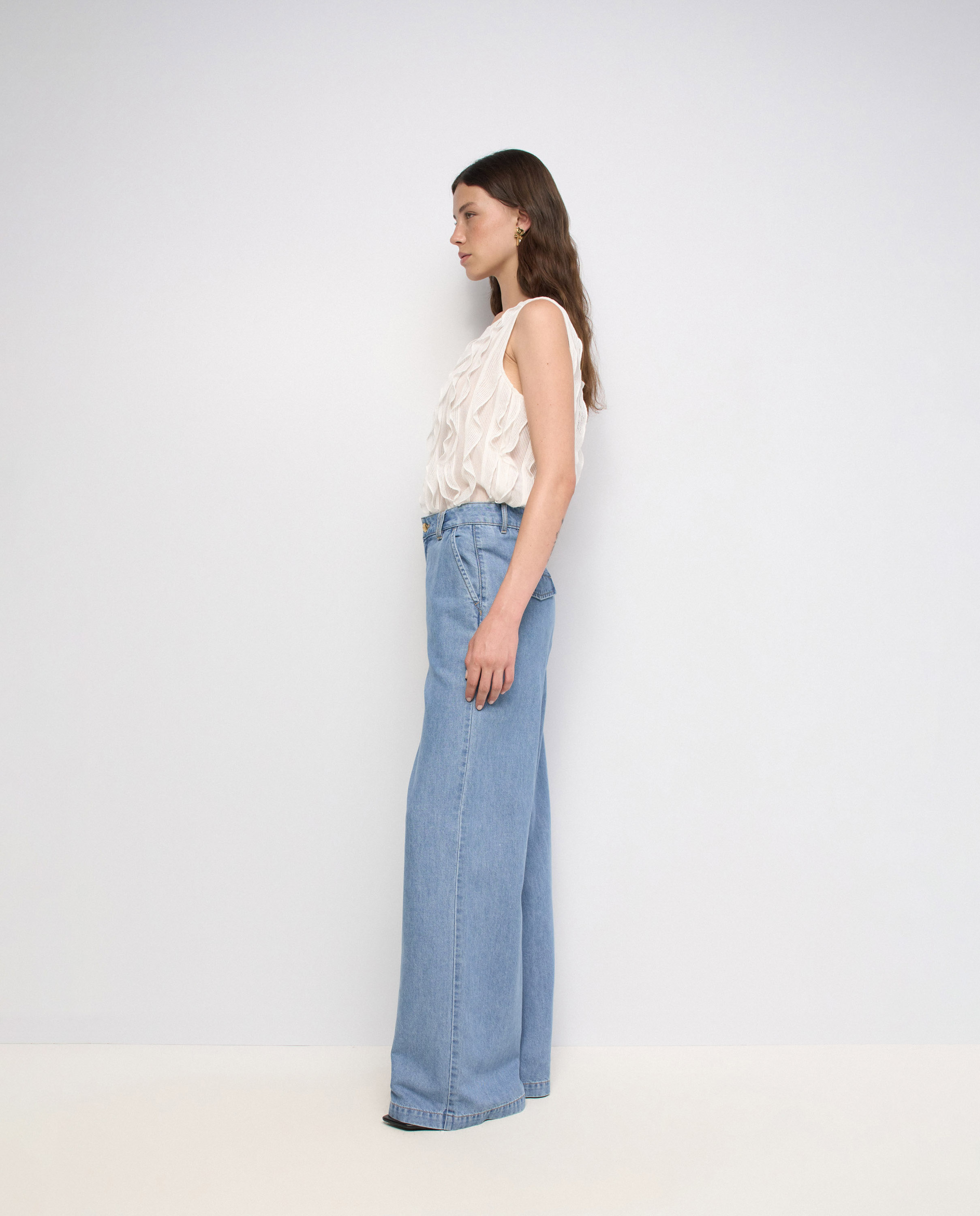 Top con hojas de mujer - Salsa Jeans - Blanco Blanco-2