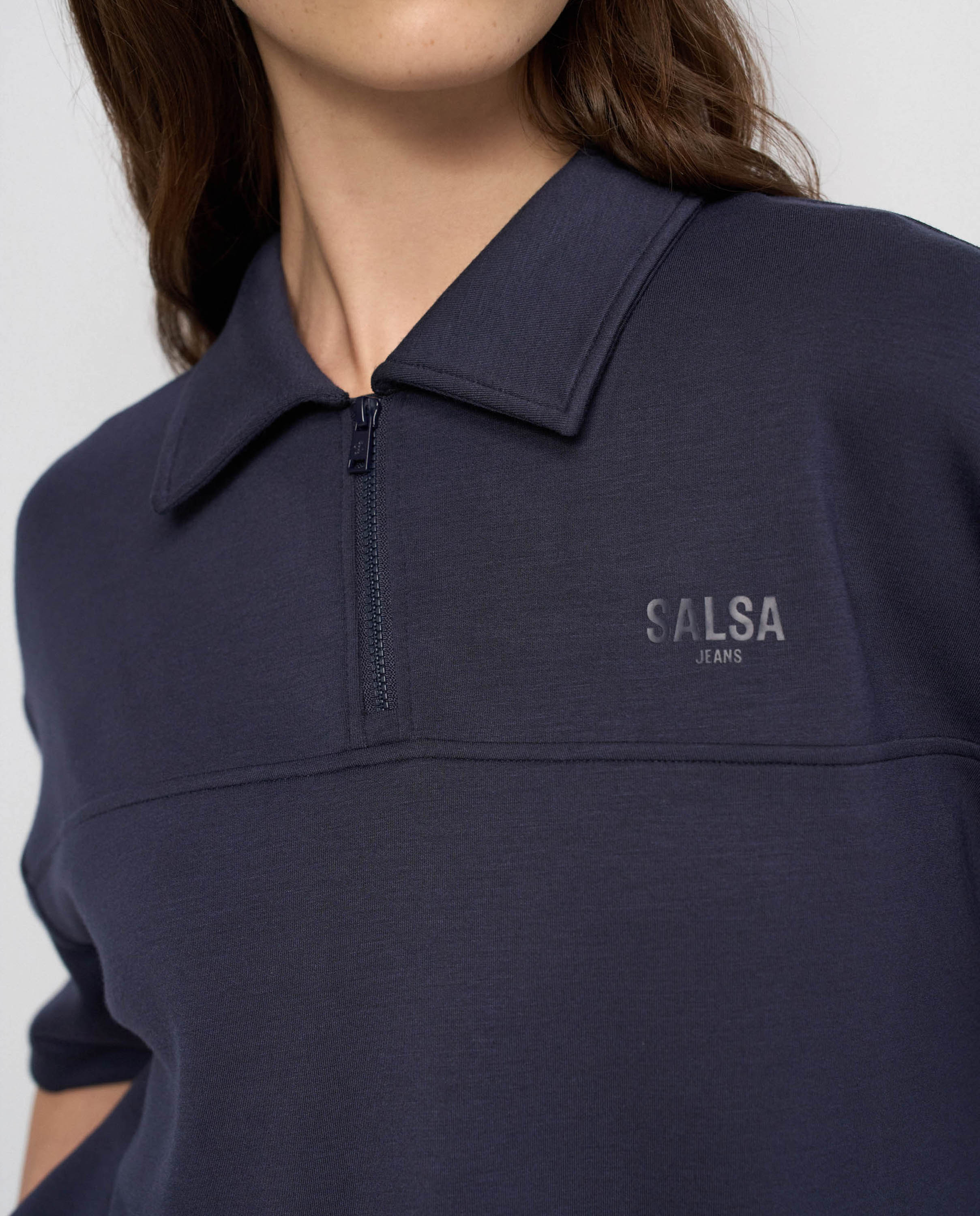 Polo con efecto abullonado de mujer - Salsa Jeans - Azul Azul-4