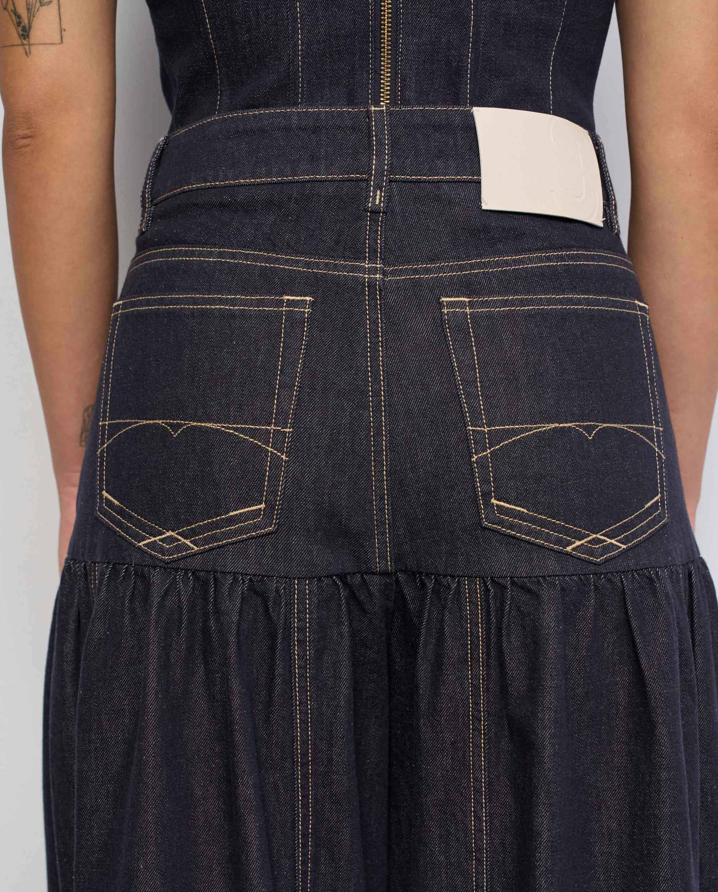 Vaqueros super wide leg efecto falda en raw denim de mujer - Salsa Jeans - Azul Azul-4