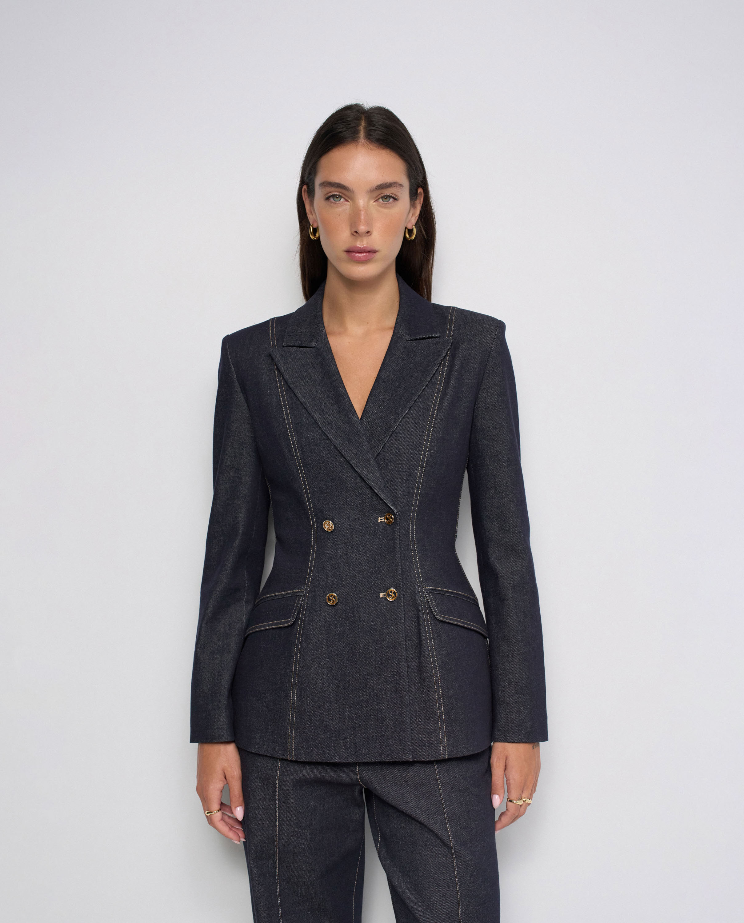 Blazer estructurado en raw denim de mujer - Salsa Jeans - Azul Azul-1
