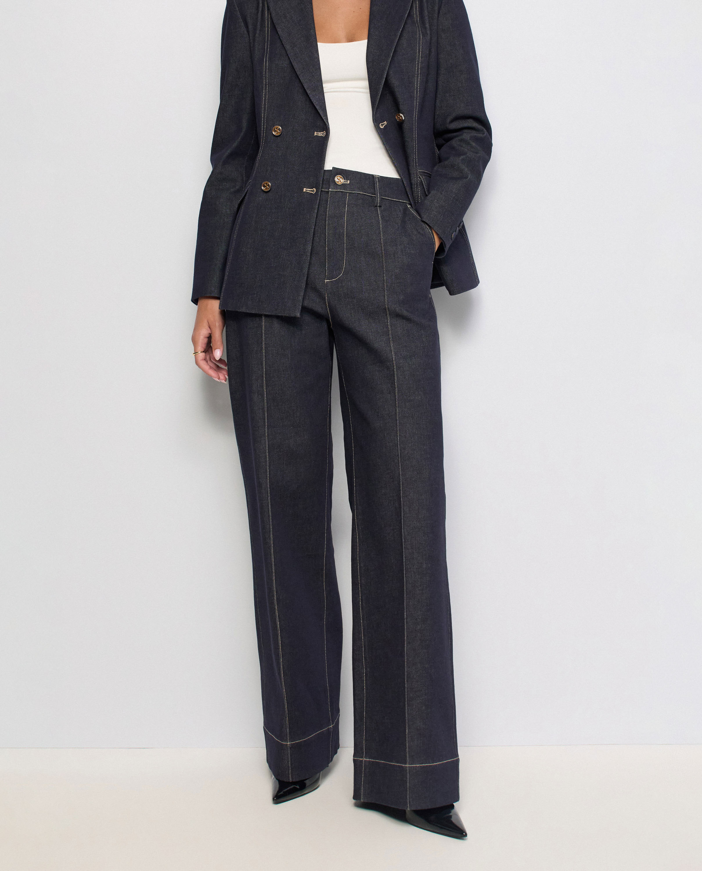 Chino con pierna straight en raw denim de mujer - Salsa Jeans - Azul Azul-1