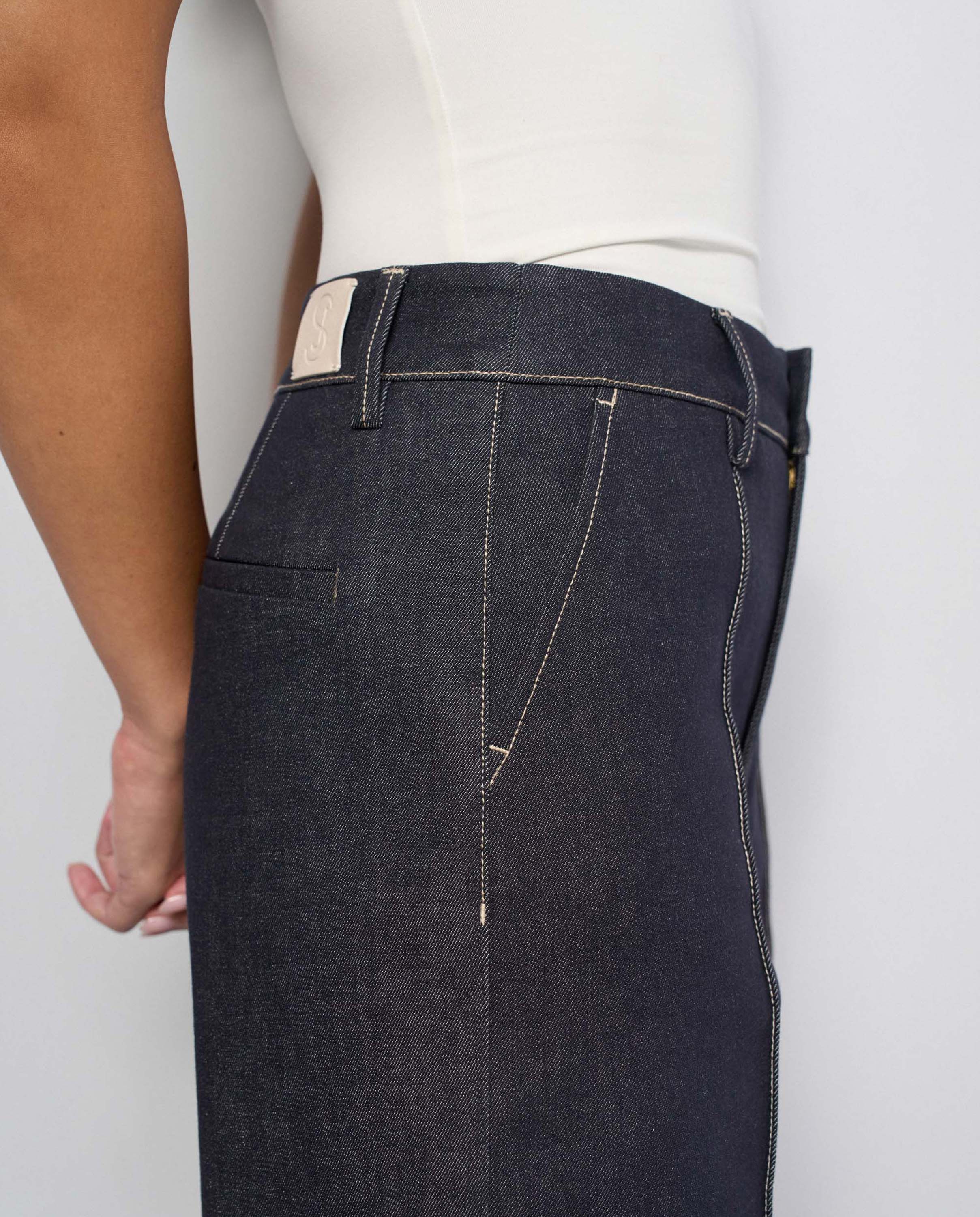 Chino con pierna straight en raw denim de mujer - Salsa Jeans - Azul Azul-4