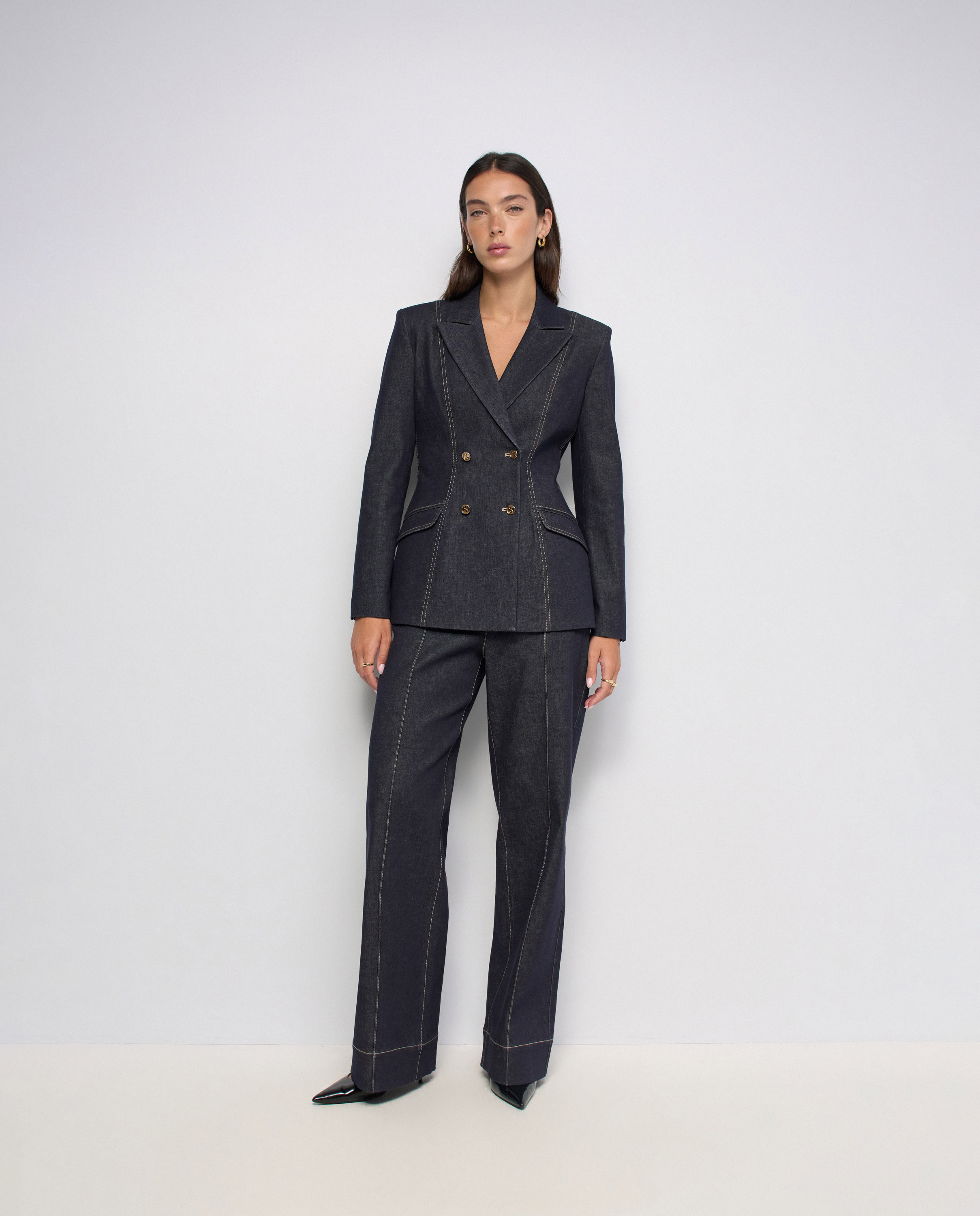 Chino con pierna straight en raw denim de mujer - Salsa Jeans - Azul Azul-5