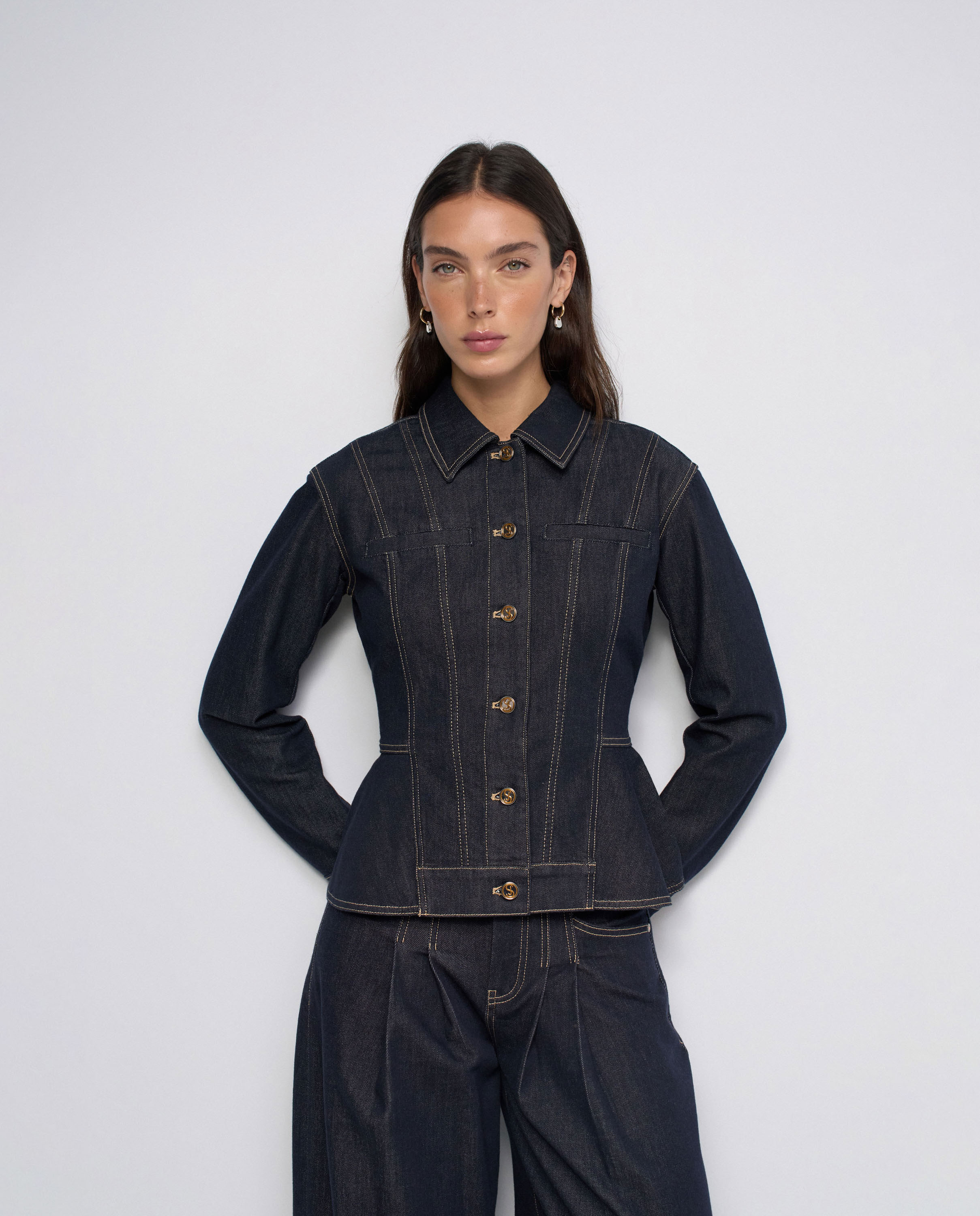 Chaqueta vaquera entallada en raw denim de mujer - Salsa Jeans - Azul Azul-1