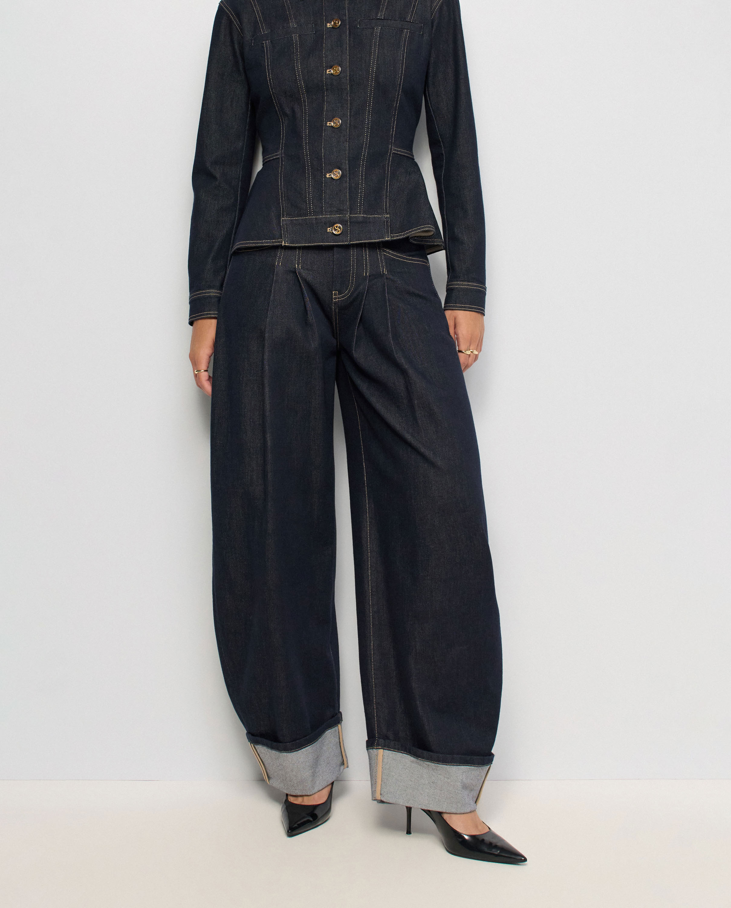 Vaqueros barrel en raw denim de mujer - Salsa Jeans - Azul Azul-5