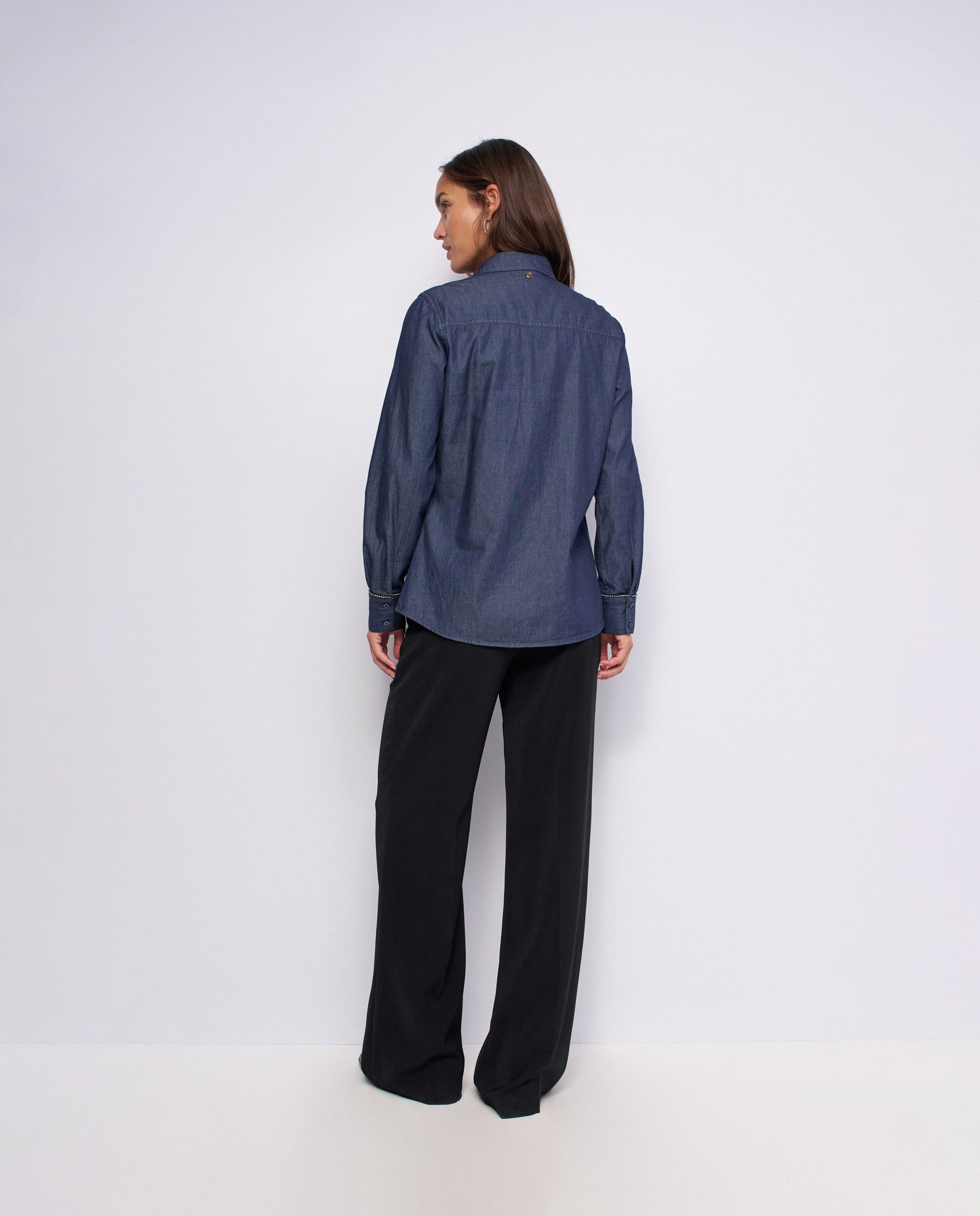 Camisa vaquera con brillantes de mujer - Salsa Jeans - Azul Azul-3