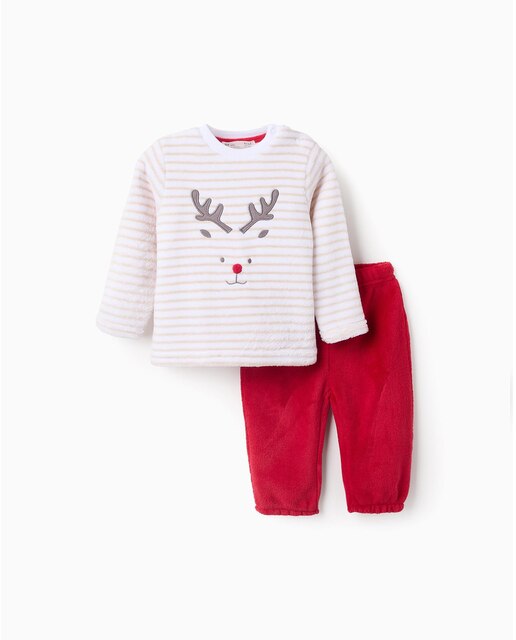 Pijama de bebé niño de manga larga en blanco