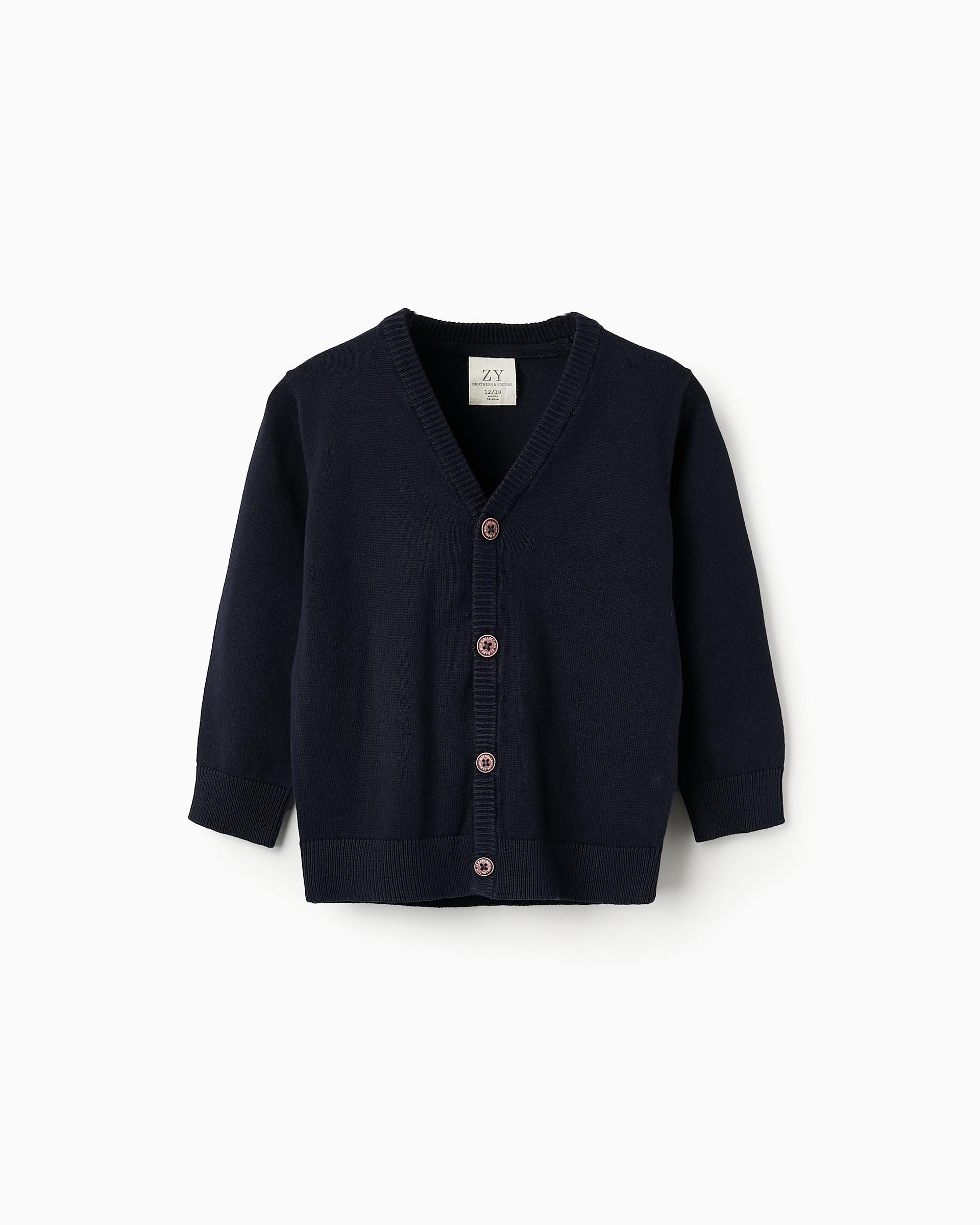 Chaqueta de bebé con cuello en V con coderas - Zippy - Azul marino Azul marino-1