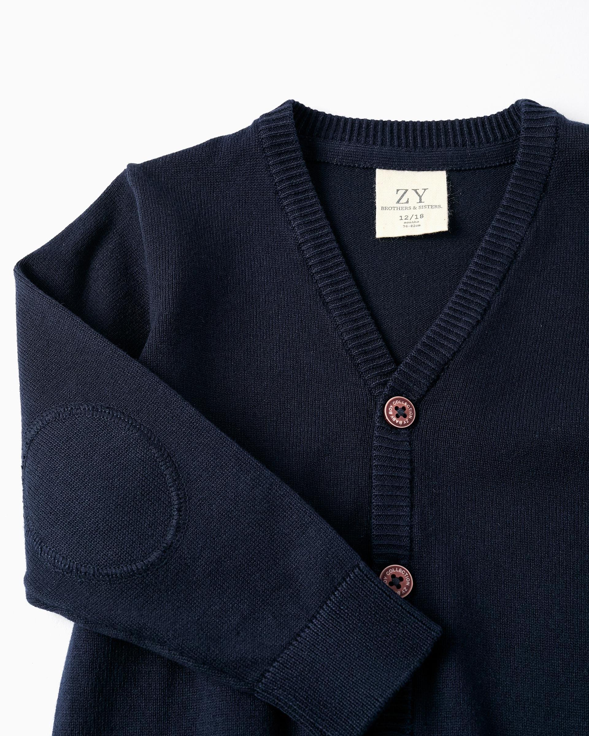Chaqueta de bebé con cuello en V con coderas - Zippy - Azul marino Azul marino-3