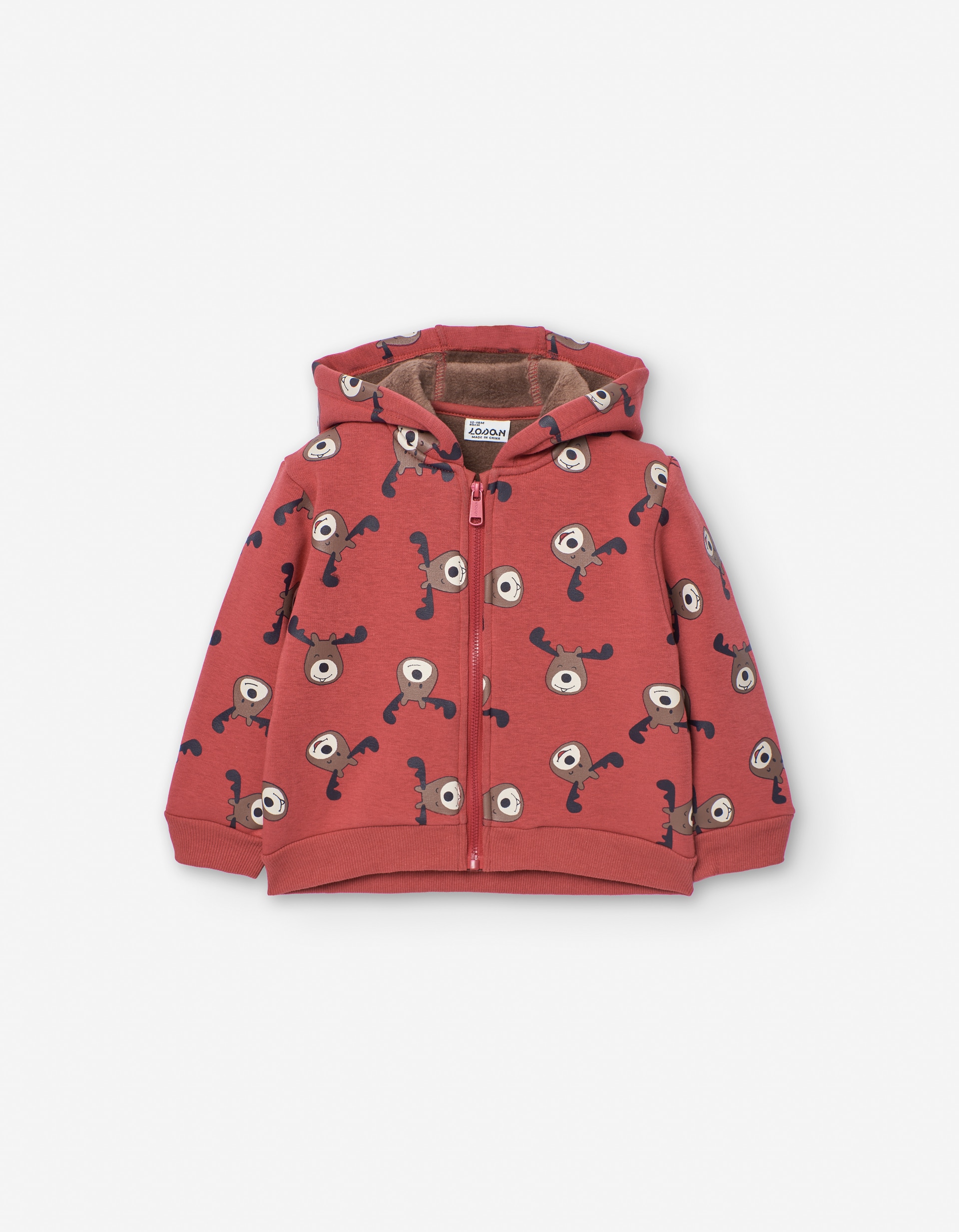 Sudadera de bebé niño de cremallera con capucha y estampado de renos `navidad`