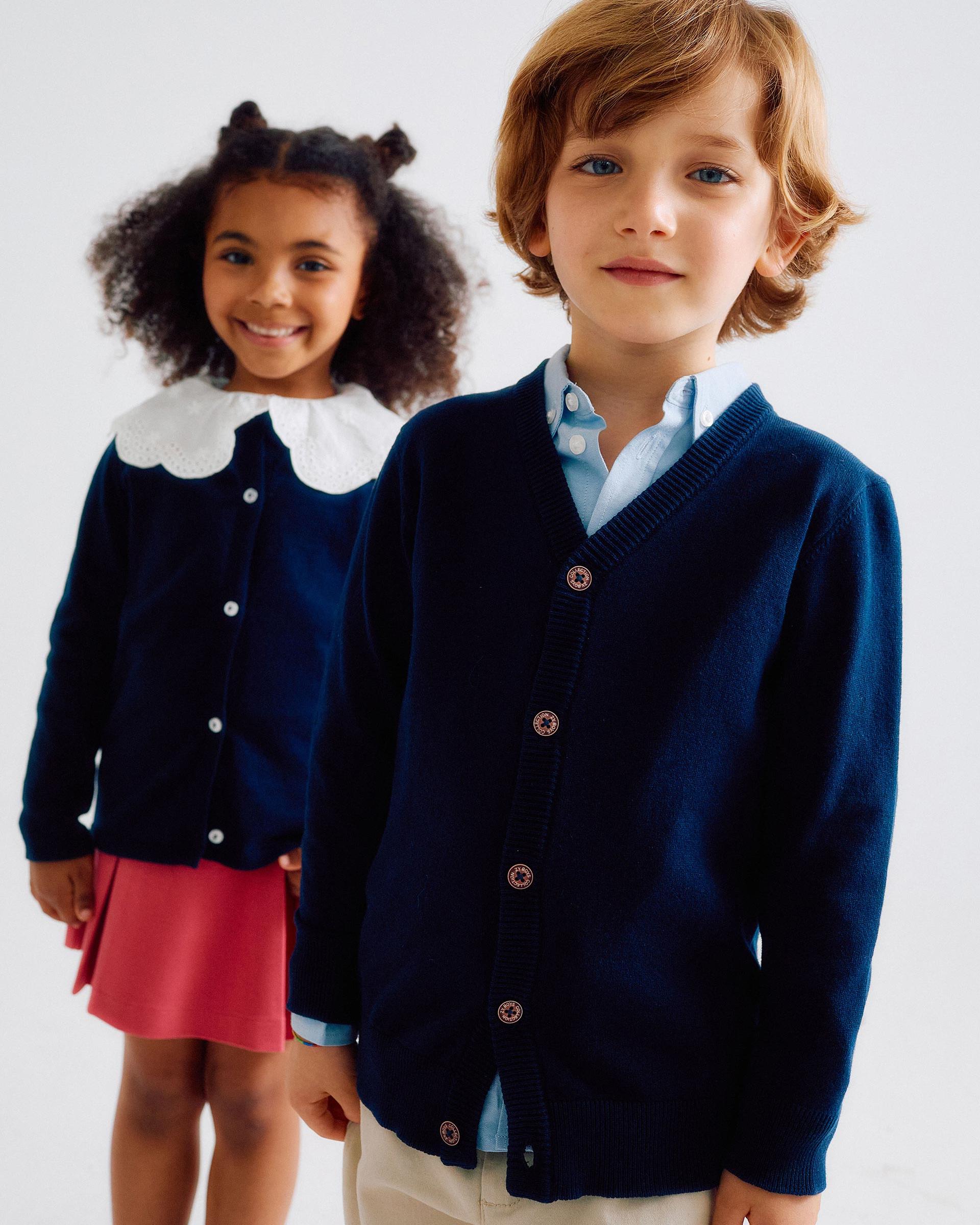 Imagen 2 de Chaqueta de punto de niño con cuello en v con coderas - Zippy - Azul marino Azul marino