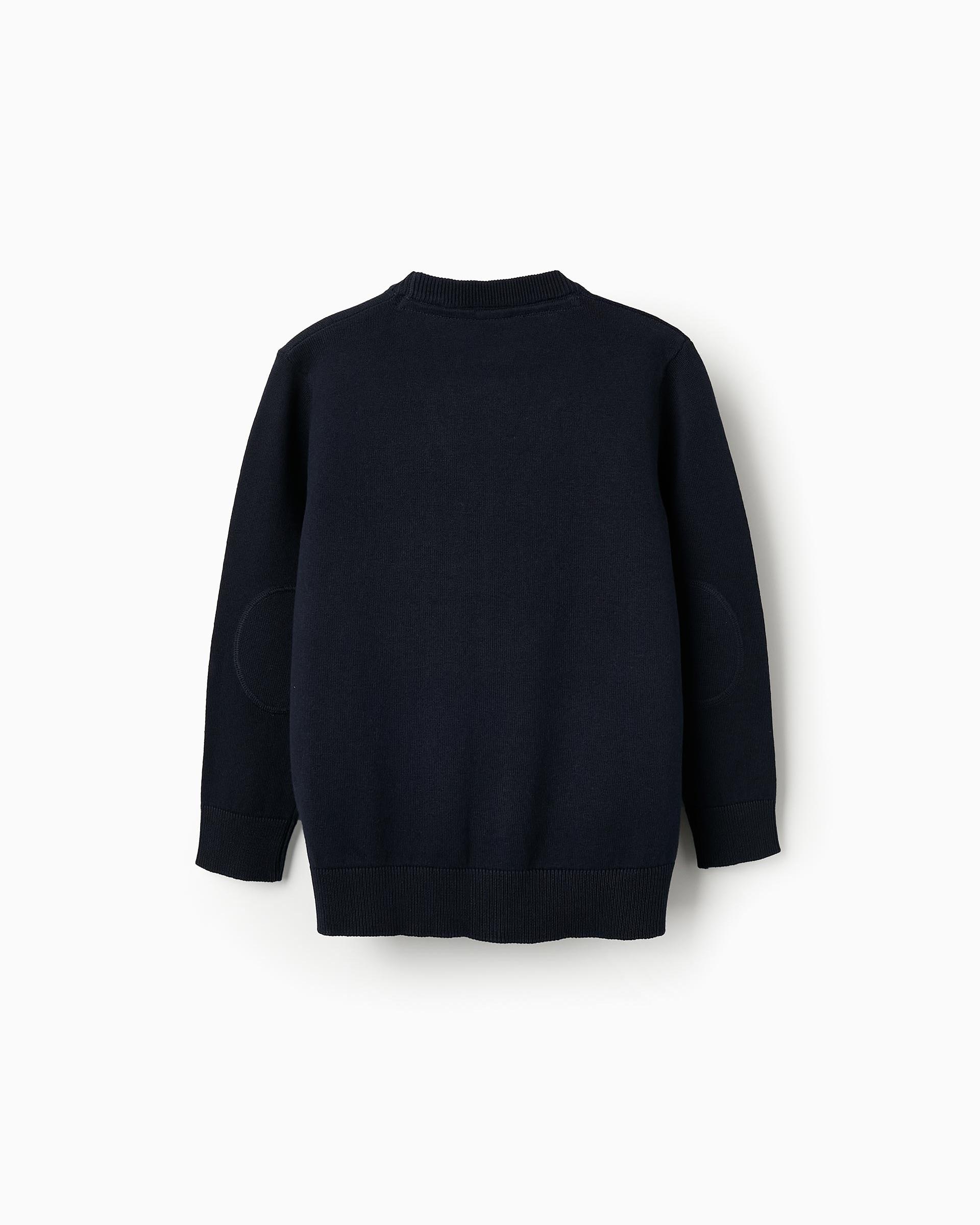 Imagen 3 de Chaqueta de punto de niño con cuello en v con coderas - Zippy - Azul marino Azul marino
