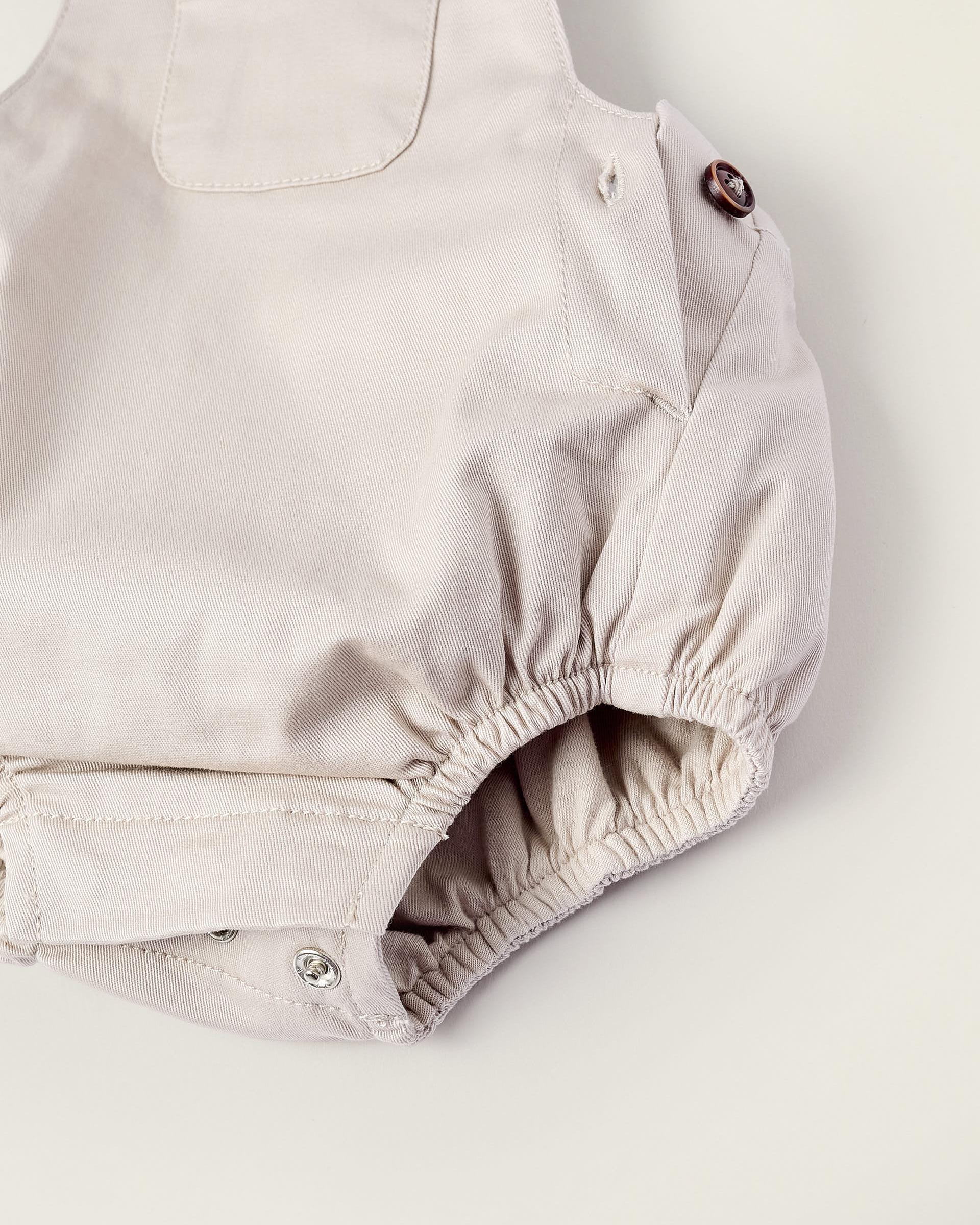 Ranita de bebé de sarga con tirantes ajustables - Zippy - Beige Beige-3