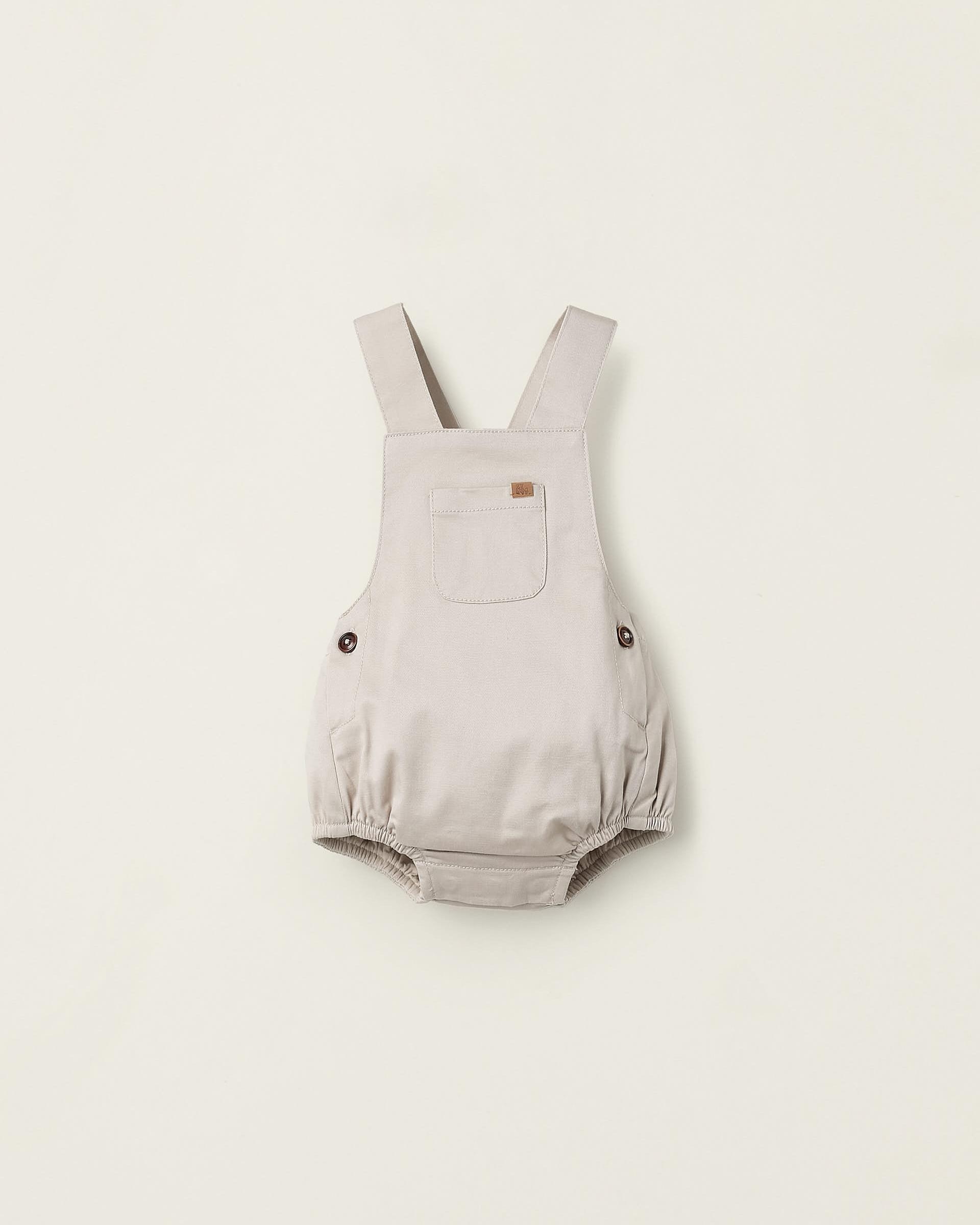Imagen 0 de Ranita de bebé de sarga con tirantes ajustables Beige