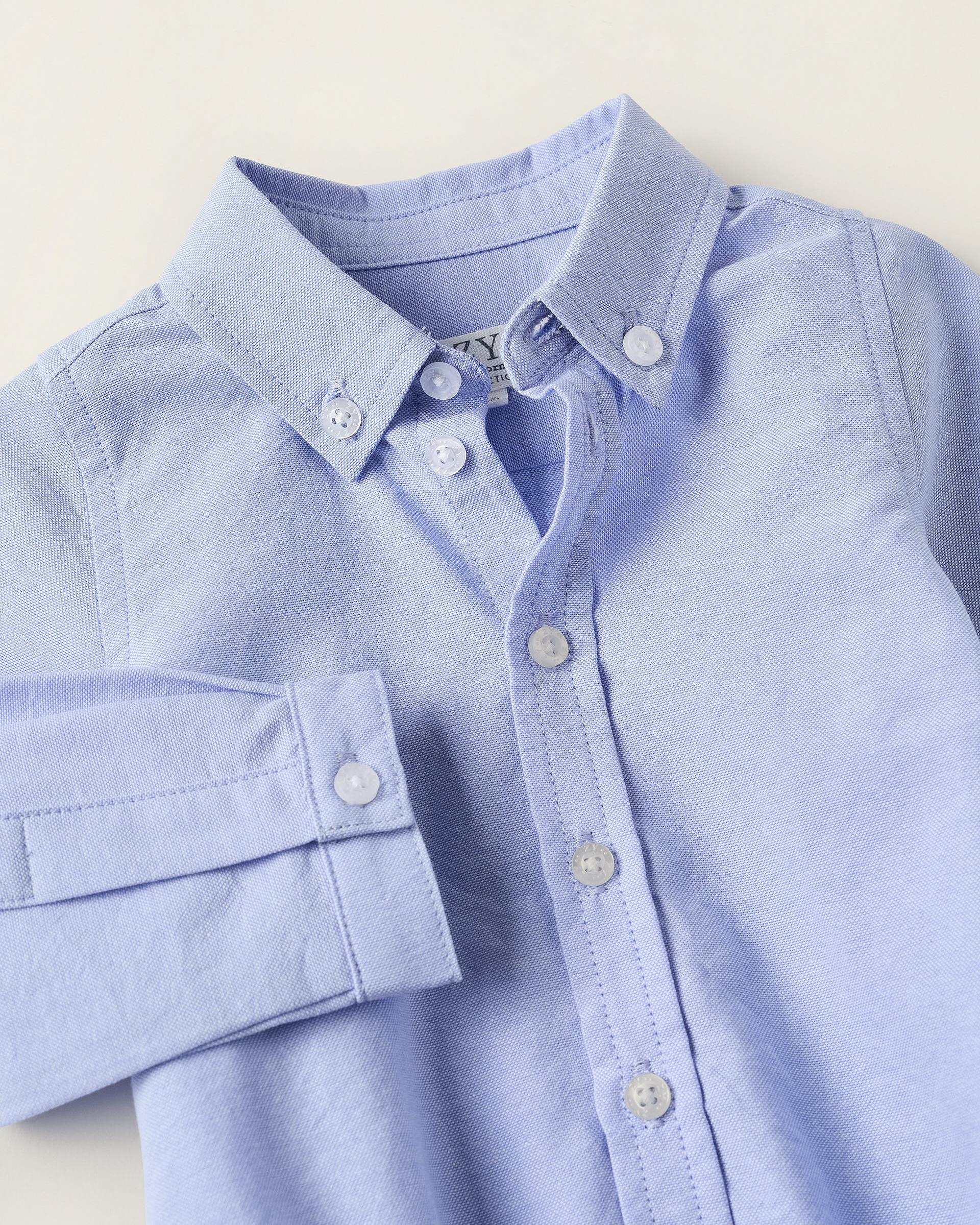 Body de vestir camisa de bebé niño en oxford 100% algodón - Zippy - Azul claro Azul claro-3