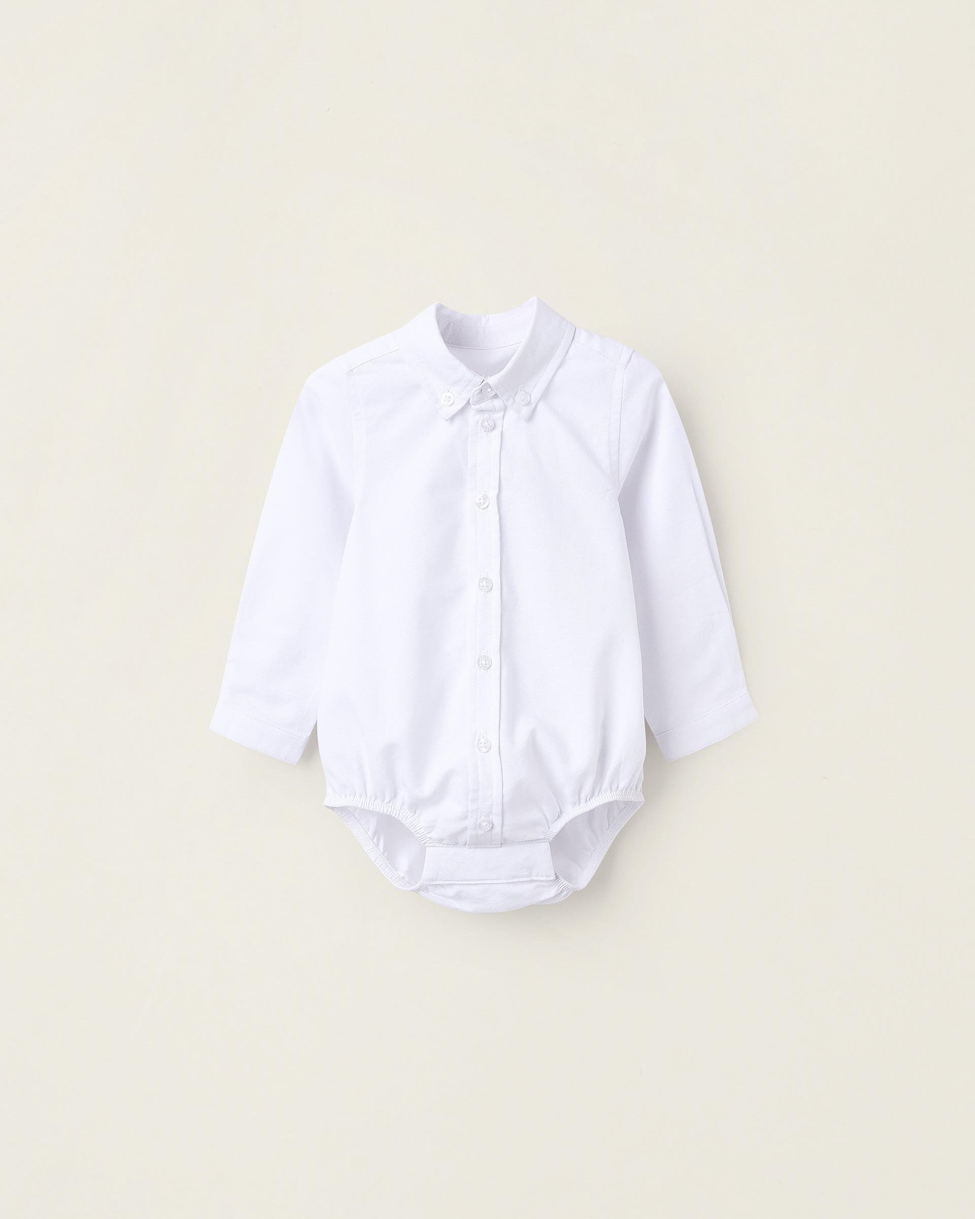 Body de vestir camisa de bebé niño en oxford 100% algodón - Zippy - Blanco Blanco-1