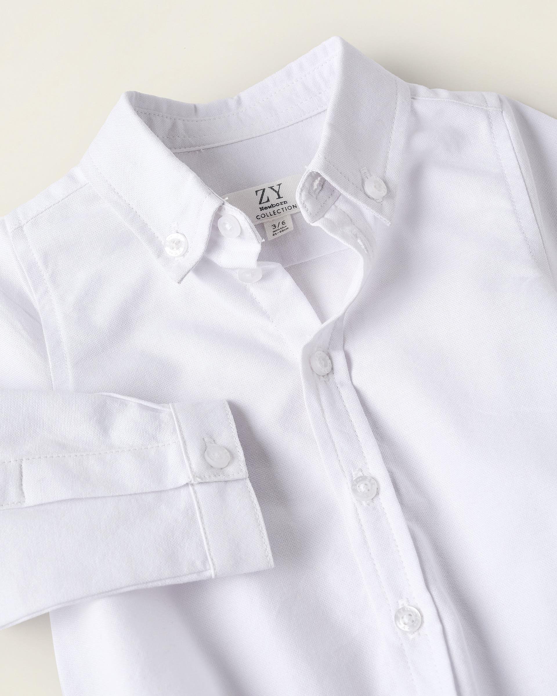 Body de vestir camisa de bebé niño en oxford 100% algodón - Zippy - Blanco Blanco-2