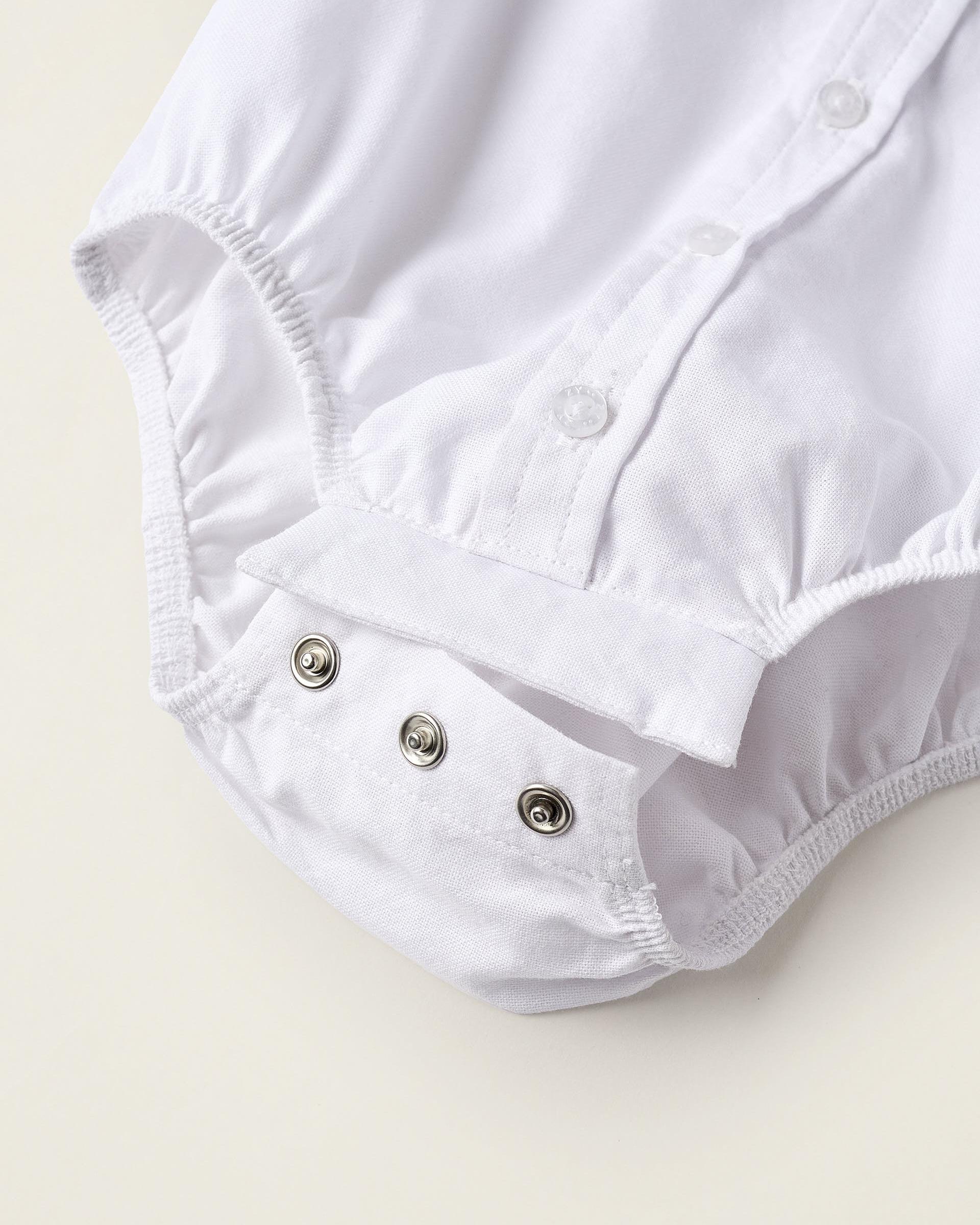 Body de vestir camisa de bebé niño en oxford 100% algodón - Zippy - Blanco Blanco-4