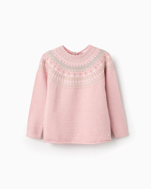 Jersey de niña de punto con Jacquard floral