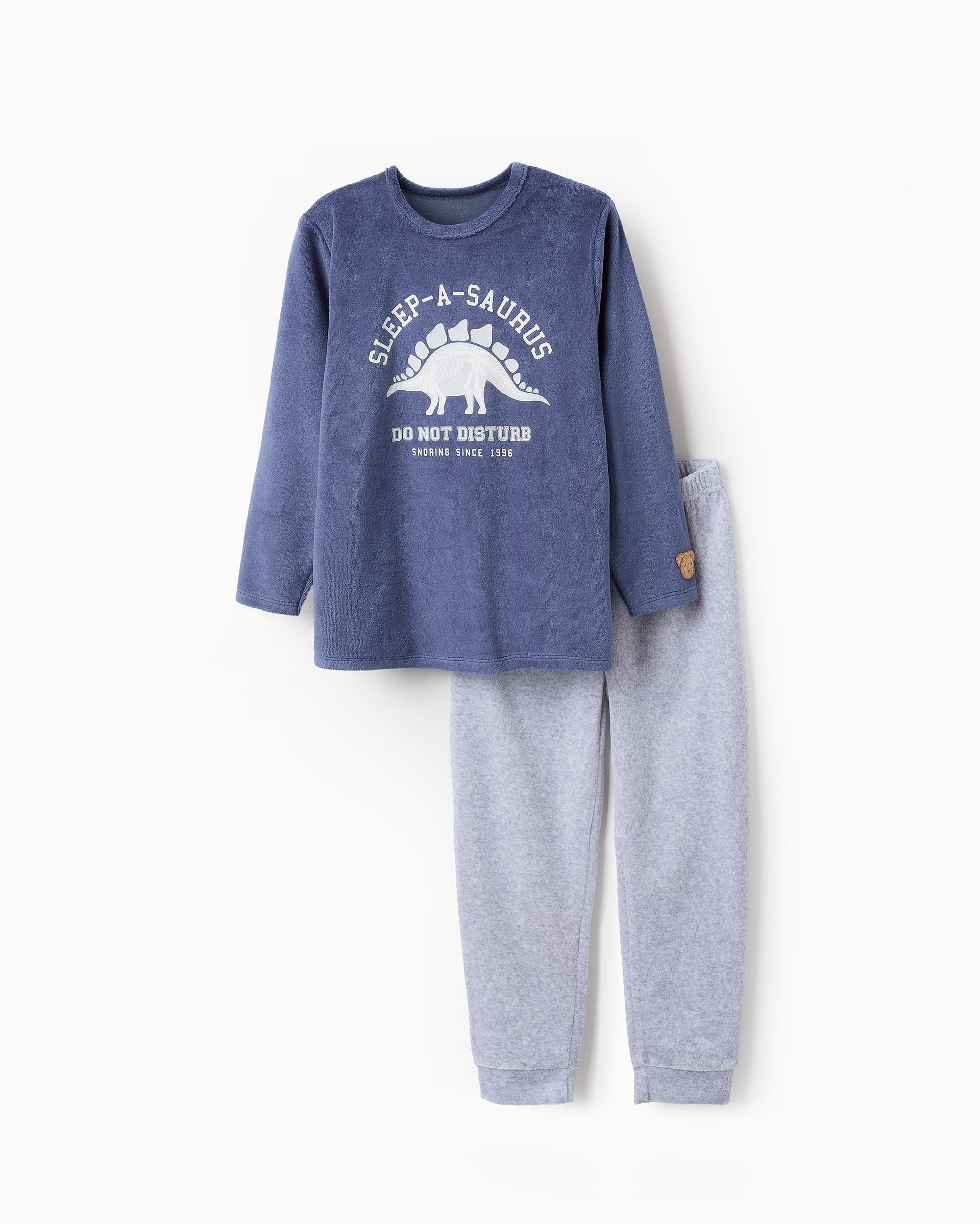 Pijama de niño de terciopelo motivo dinosaurio
