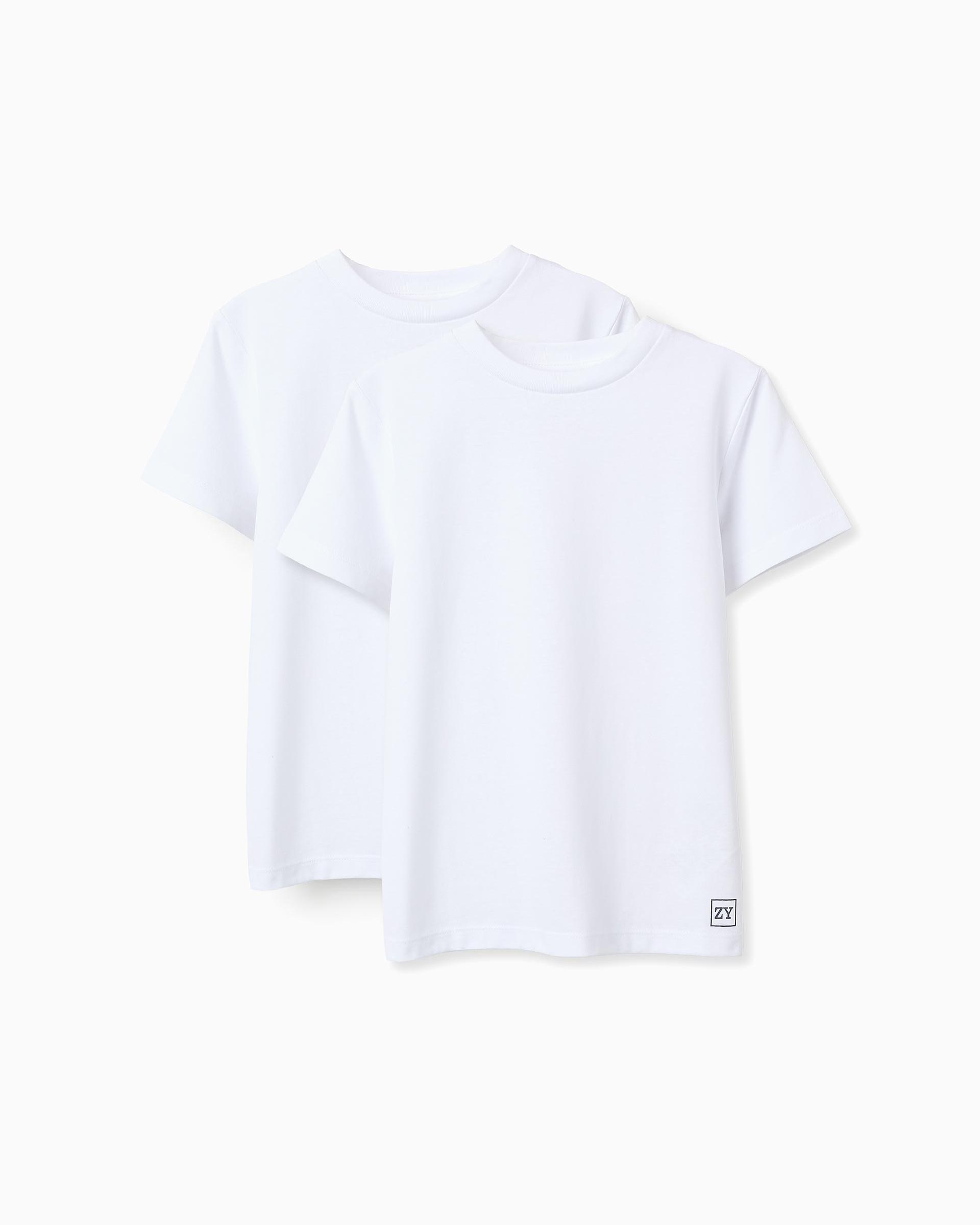 Imagen 0 de Pack de 2 camisetas de niño 100% algodón liso Blanco
