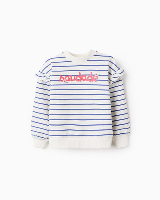 Imagen 0 de Sudadera de niña a rayas con volantes con estampado