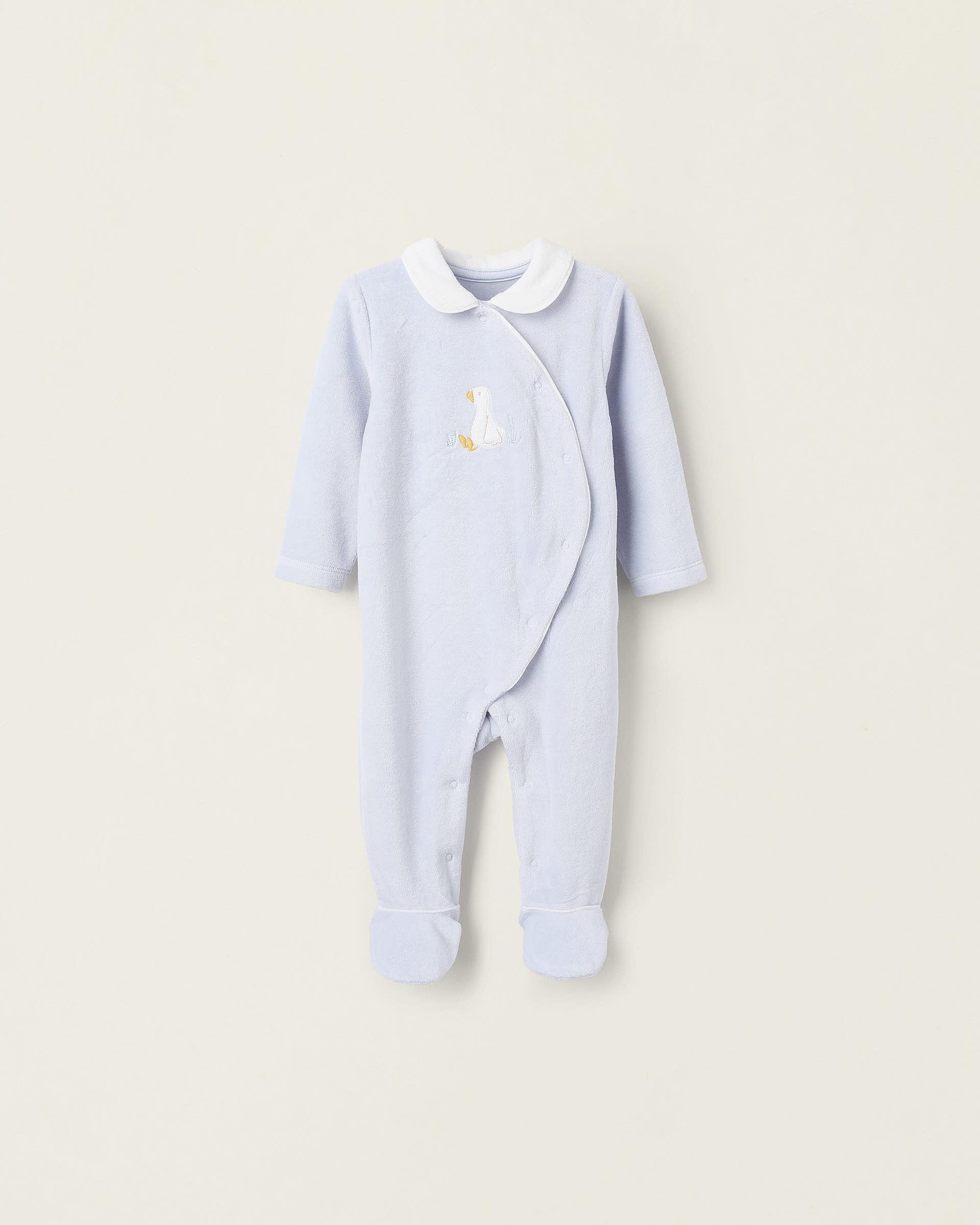 Pijama pelele de bebé niño de terciopelo con cuello Peter Pan