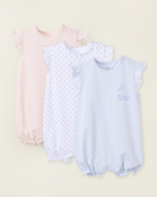 Imagen 0 de Pack de 3 pijamas de bebé niña 100% algodón con volantes