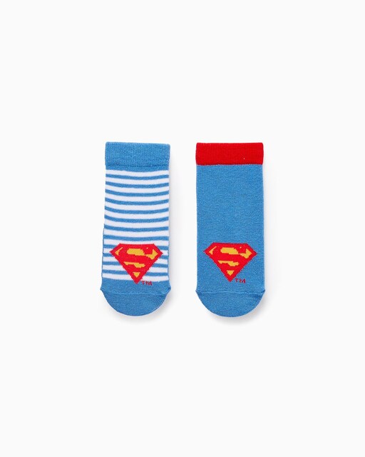 Imagen 0 de Pack de 2 pares calcetines de bebé niño antideslizantes motivo Super Man