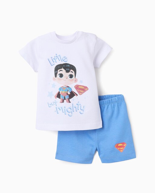 Imagen 0 de Pijama de bebé niño corto en blanco y azul
