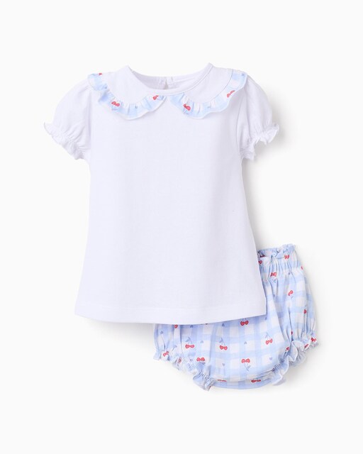 Imagen 0 de Pijama de bebé niña de manga corta en blanco