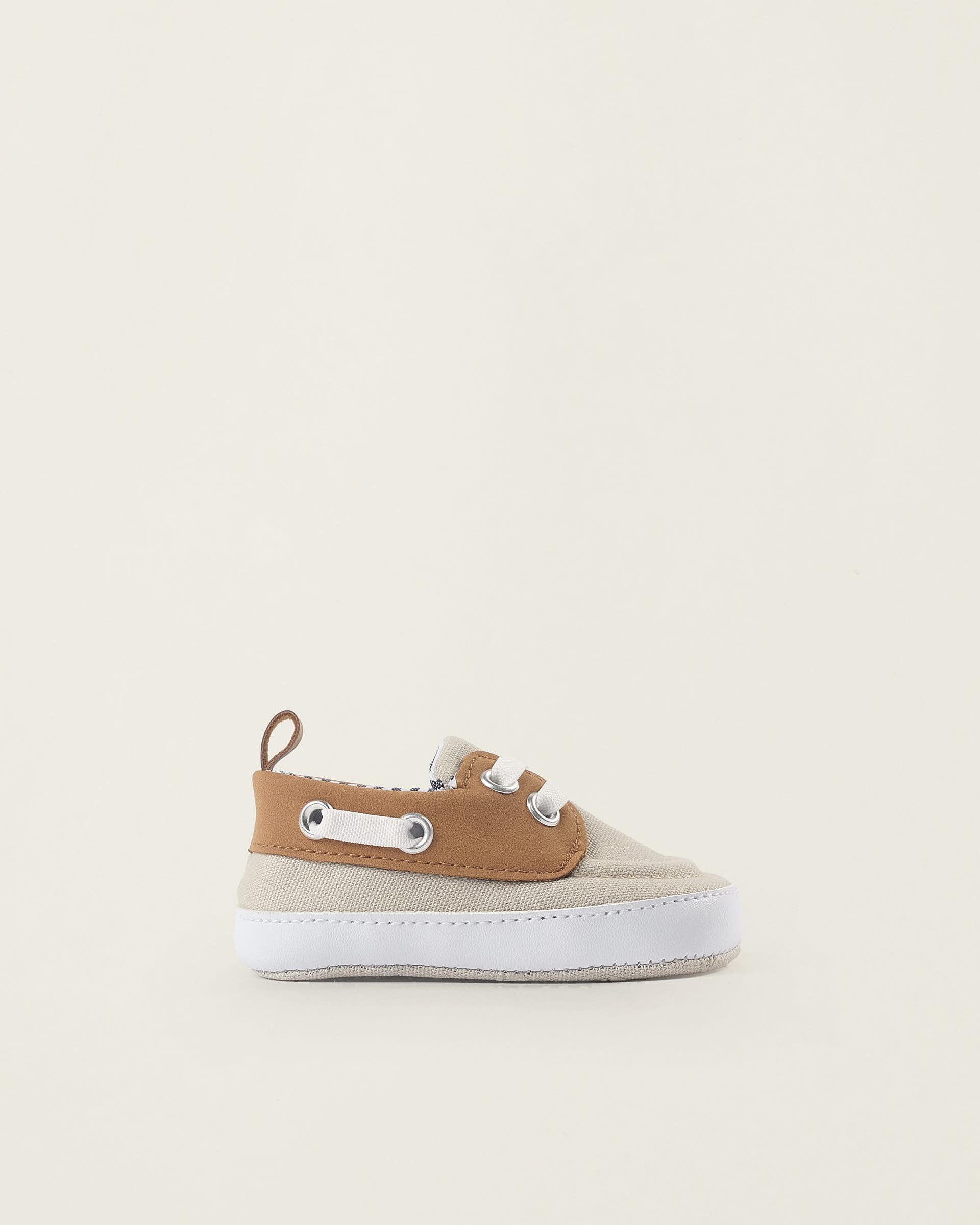 Imagen 0 de Náuticos de bebé niño de tela antideslizantes Beige