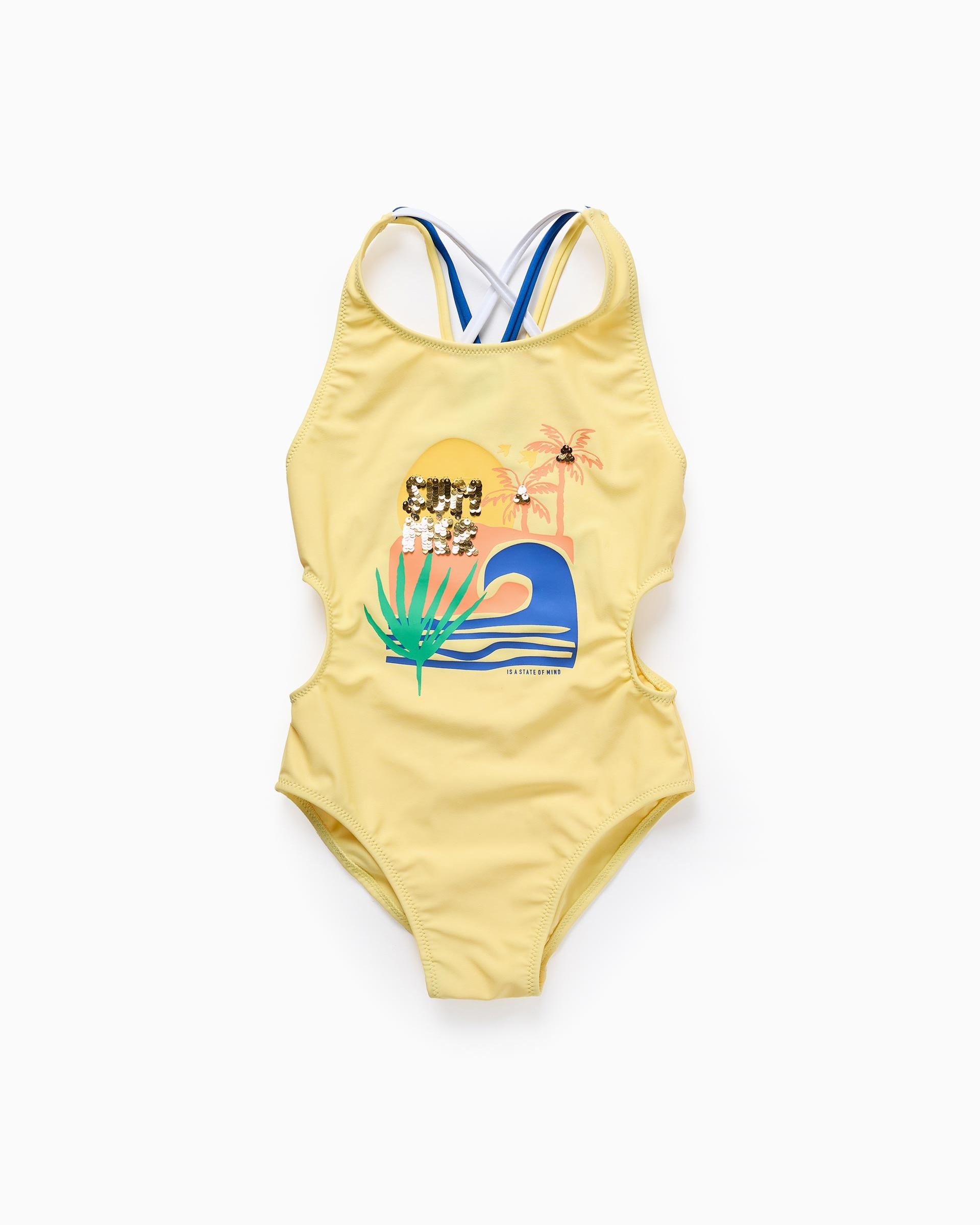 Bañador de niña cut out con tirantes cruzados