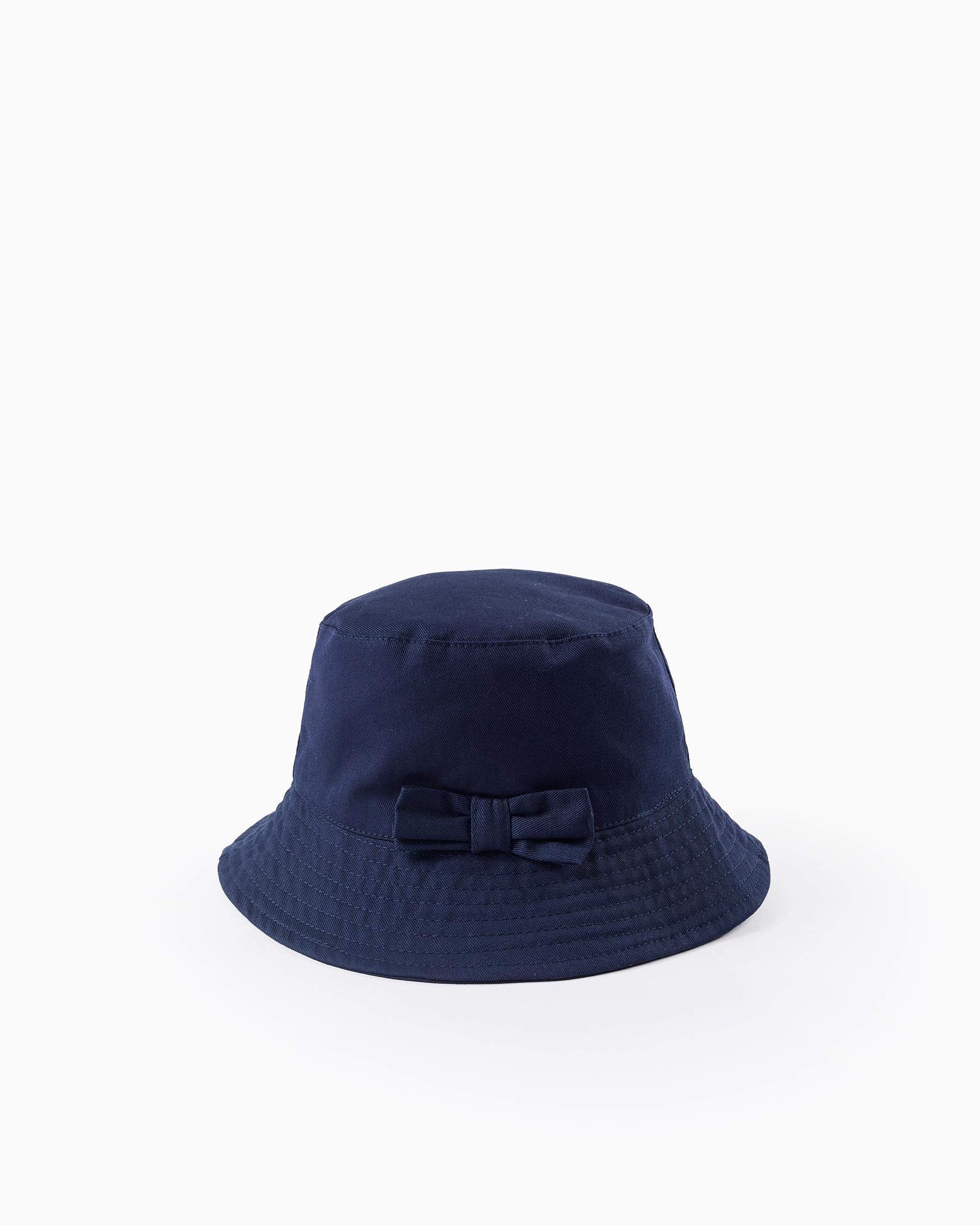 Imagen 0 de Sombrero de niña de sarga liso con lacito Azul marino