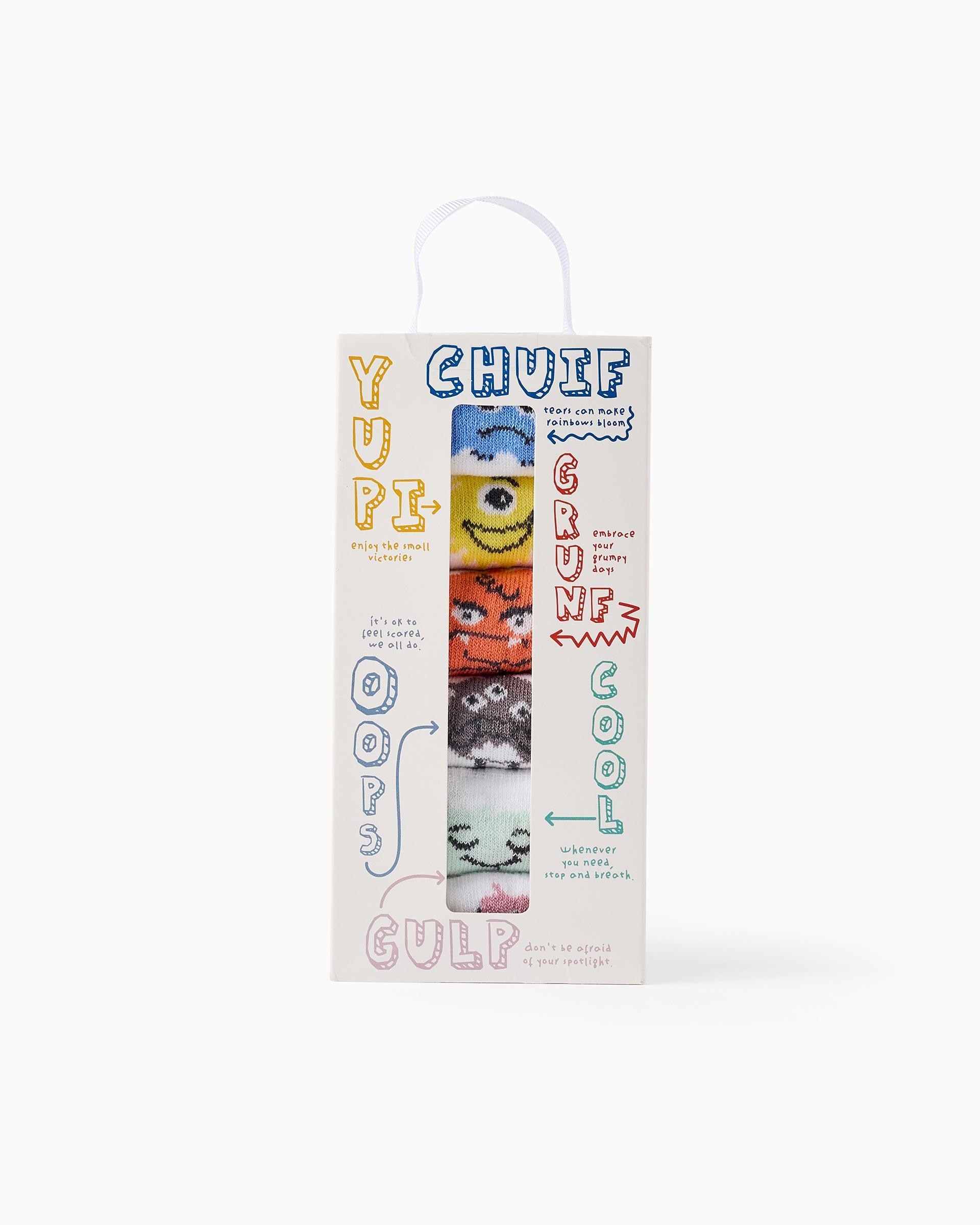 Pack de 6 calcetines de niño con motivo monstros emociones - Zippy - Blanco Blanco-1