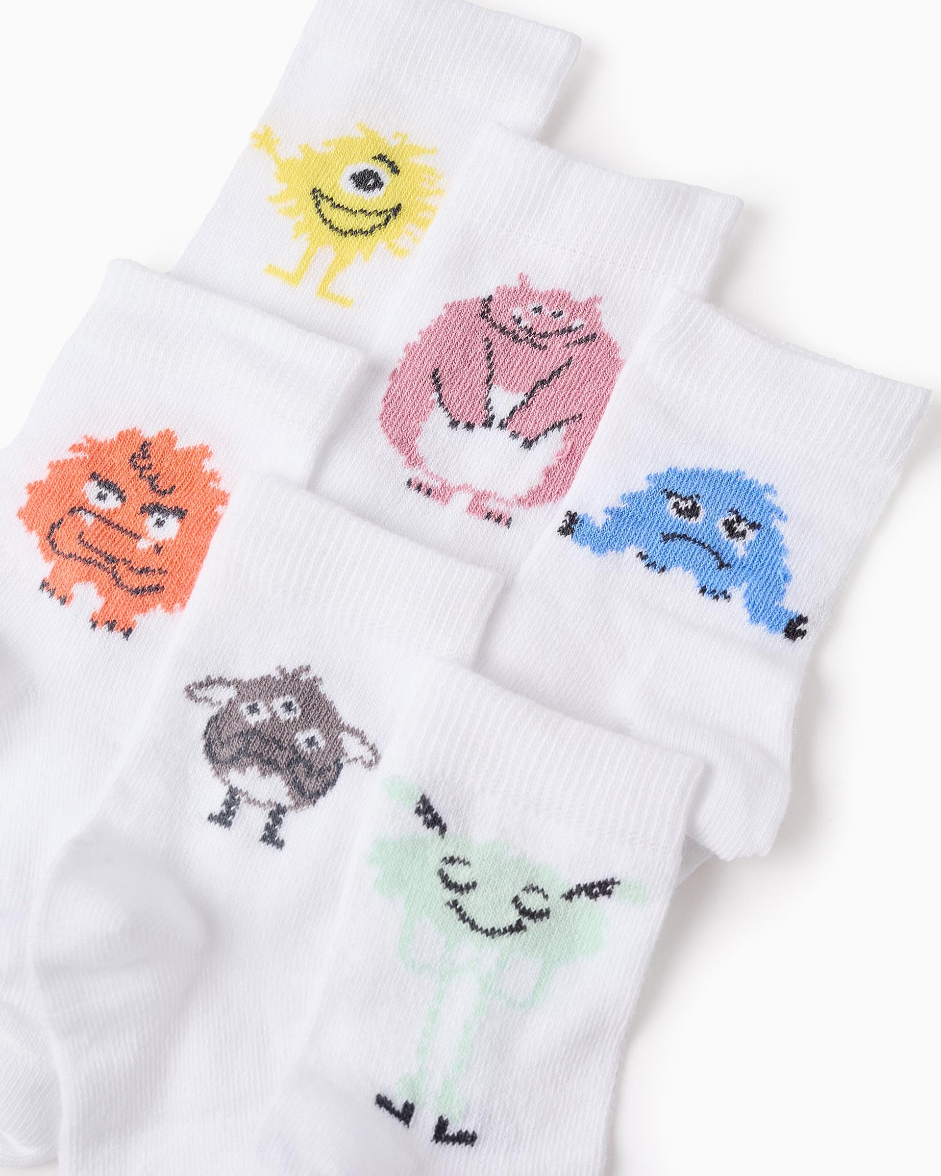 Pack de 6 calcetines de niño con motivo monstros emociones - Zippy - Blanco Blanco-3