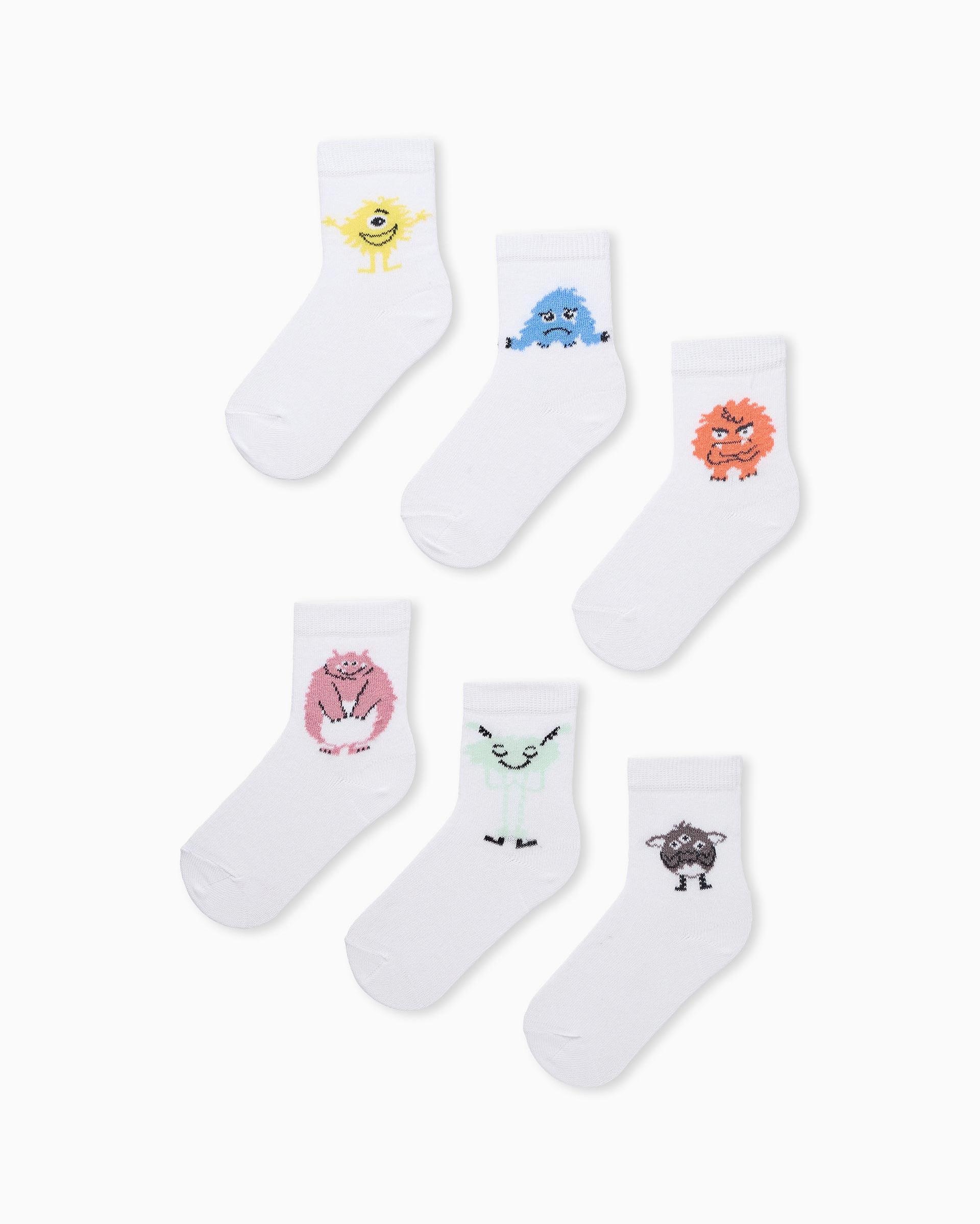 Pack de 6 calcetines de niño con motivo monstros emociones - Zippy - Blanco Blanco-2
