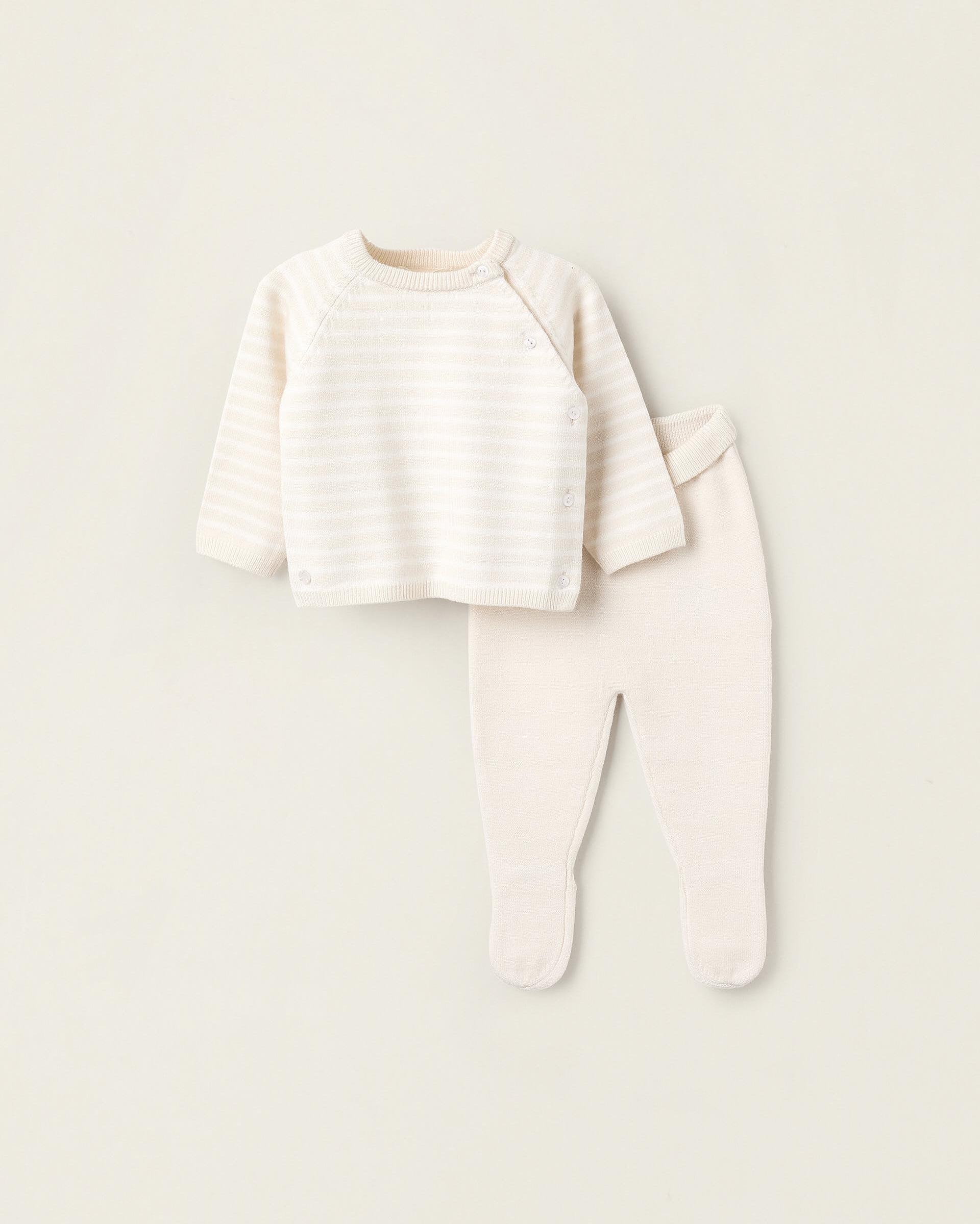 Conjunto de bebé niño de jubón y polaina de punto