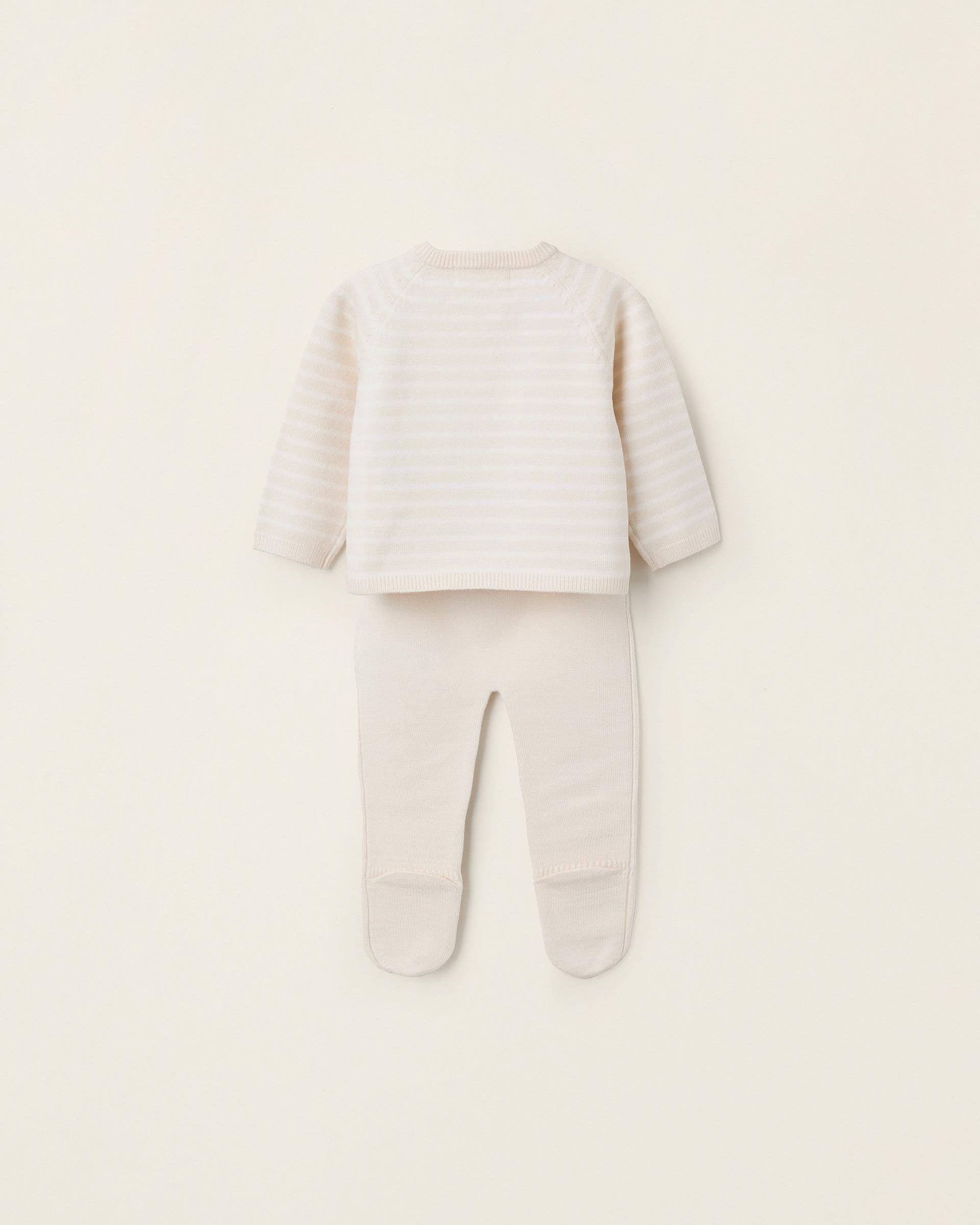 Conjunto de bebé de punto a rayas - Zippy - Blanco roto Blanco roto-4