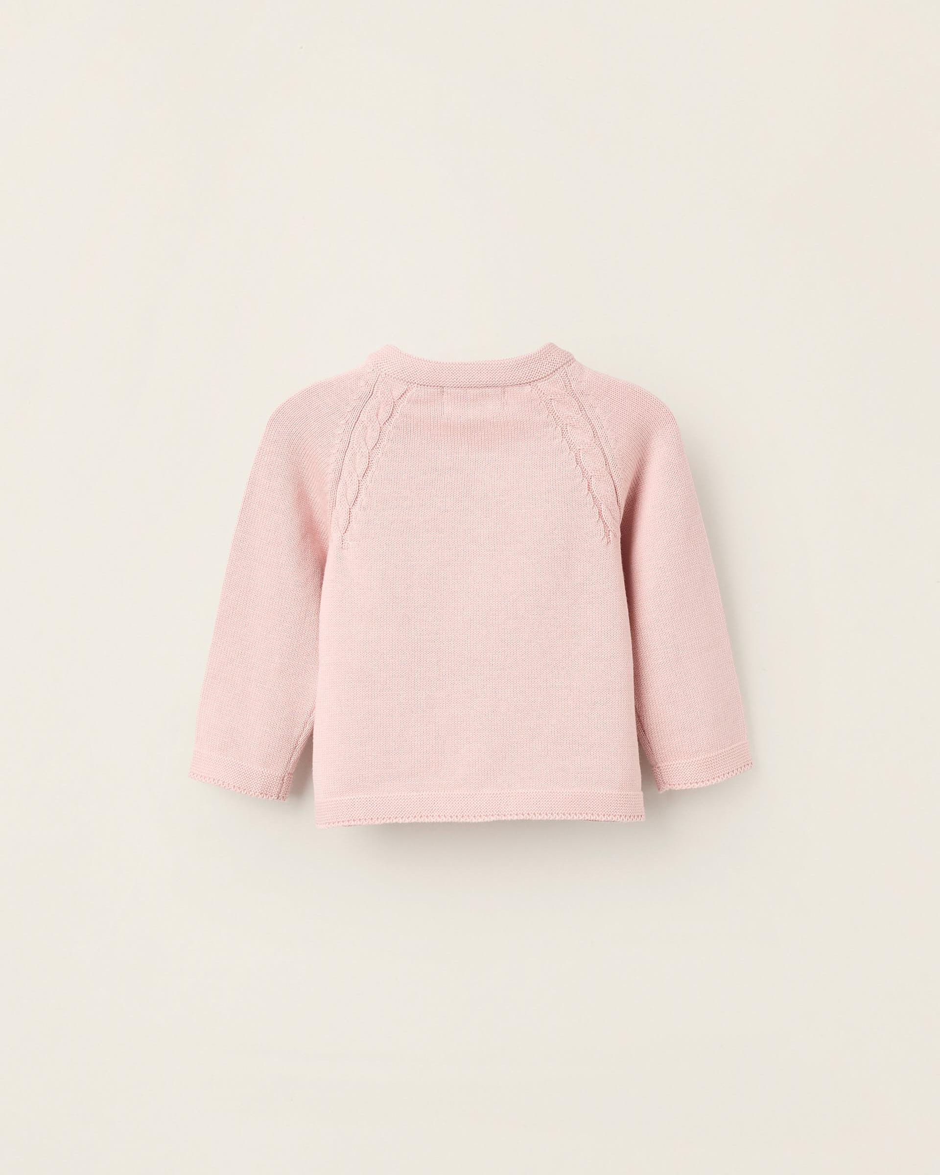 Chaqueta de bebé de punto 100% algodón - Zippy - Rosa Rosa-3