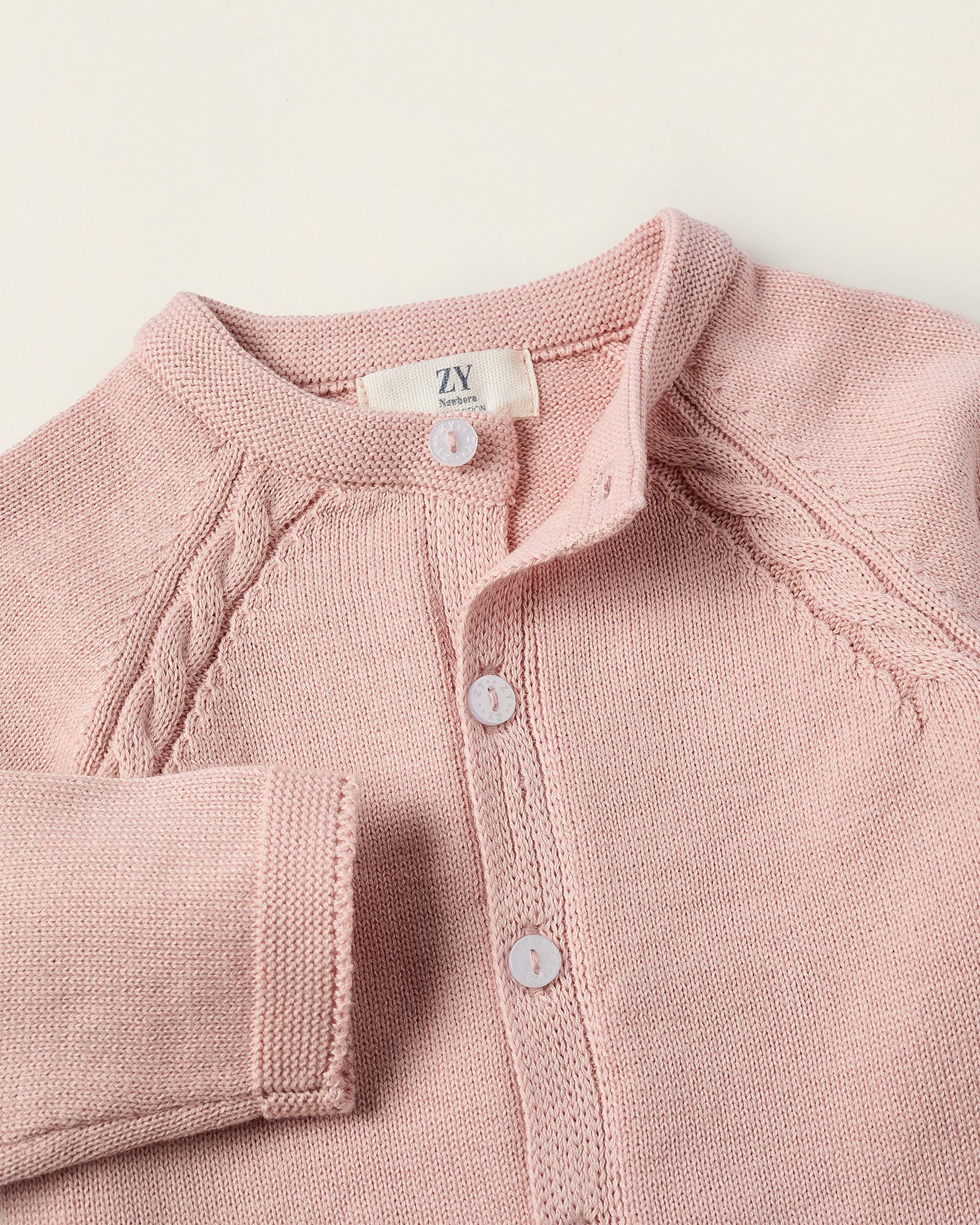 Chaqueta de bebé de punto 100% algodón - Zippy - Rosa Rosa-2