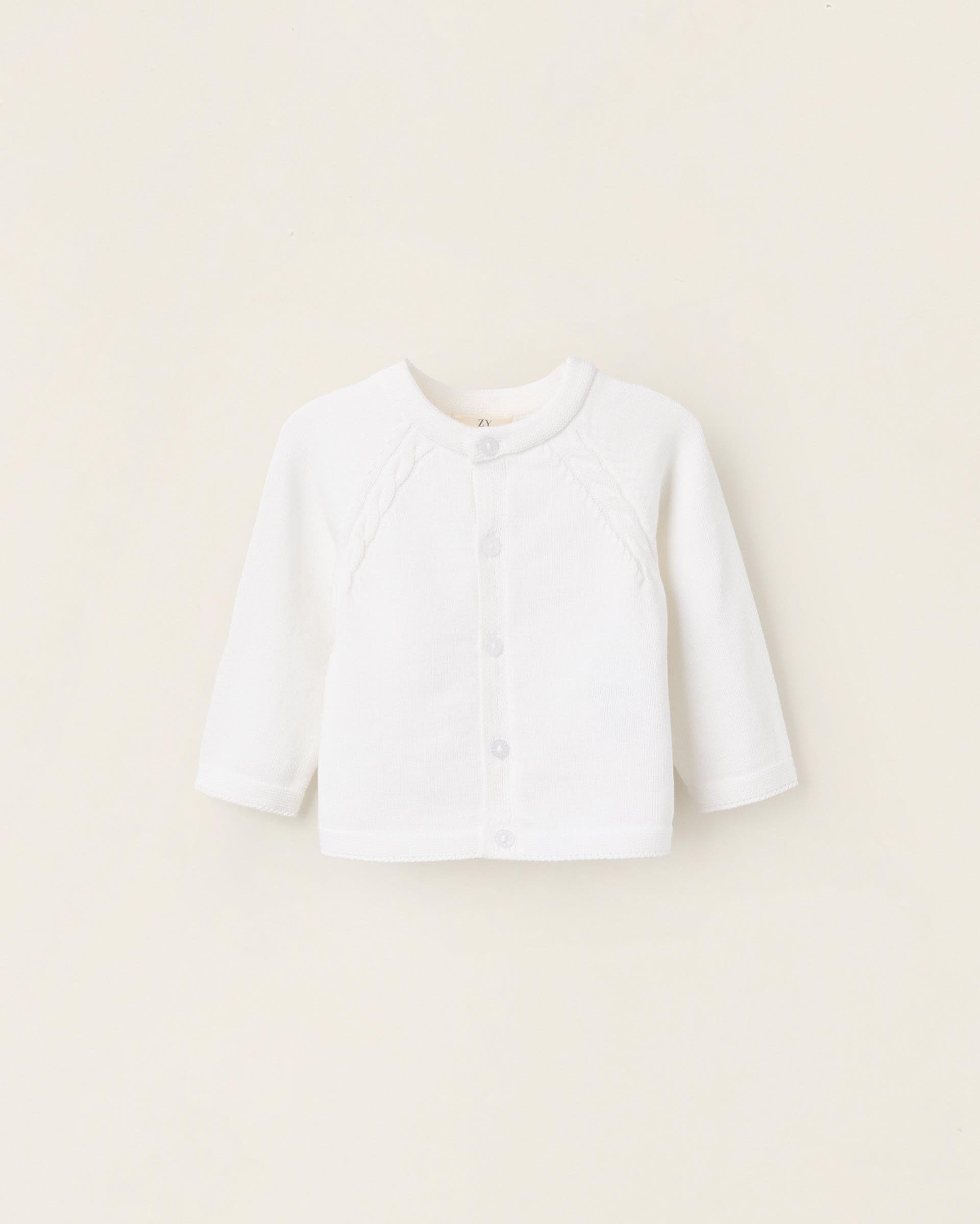 Chaqueta de bebé de punto 100% algodón - Zippy - Blanco Blanco-1