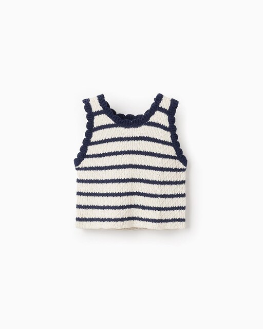Imagen 0 de Jersey de niña de punto a rayas sin mangas