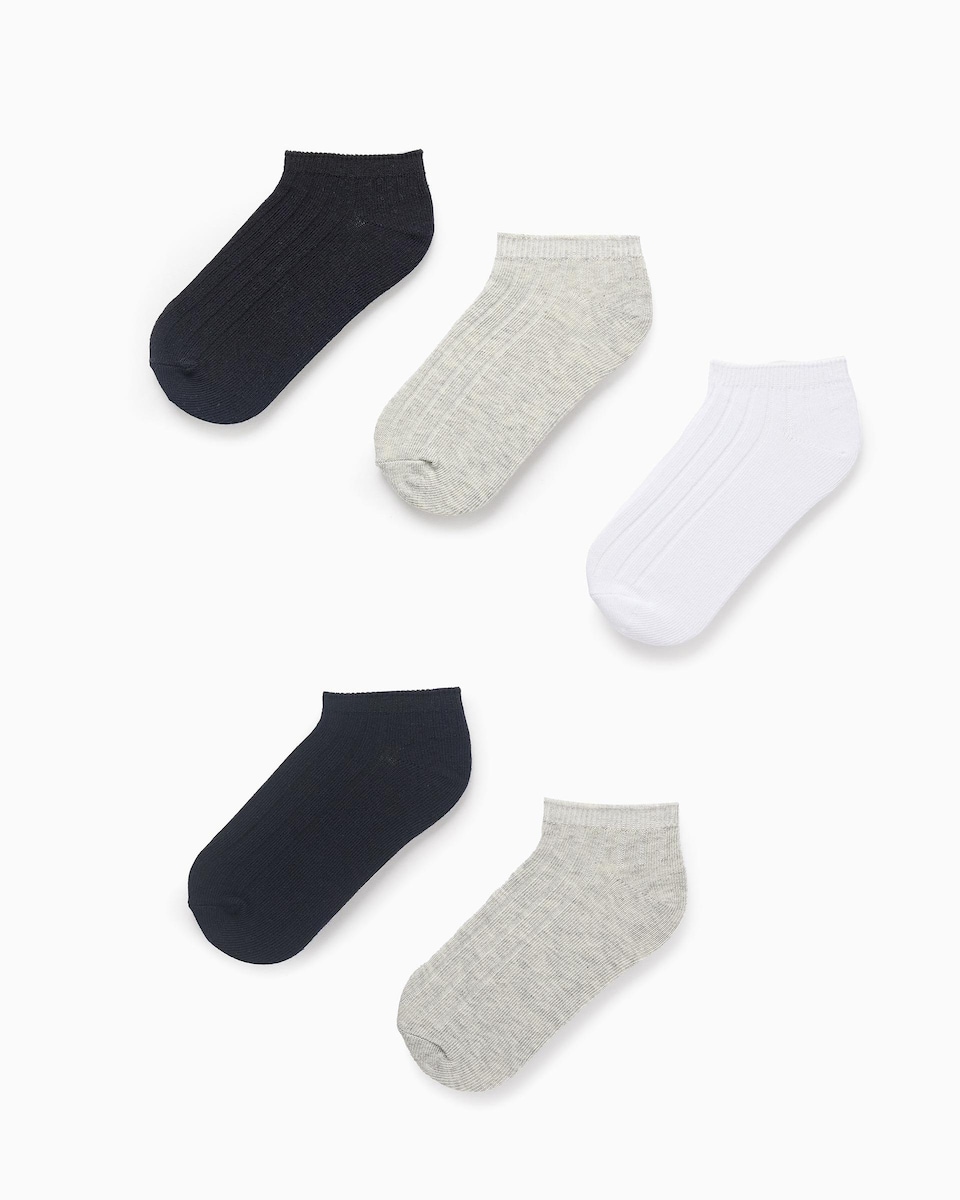 5 Pares De Calcetines Tobilleros Para Niño - Algodón Suave, Transpirables | Tallas 3-5 Años, Colores Variados