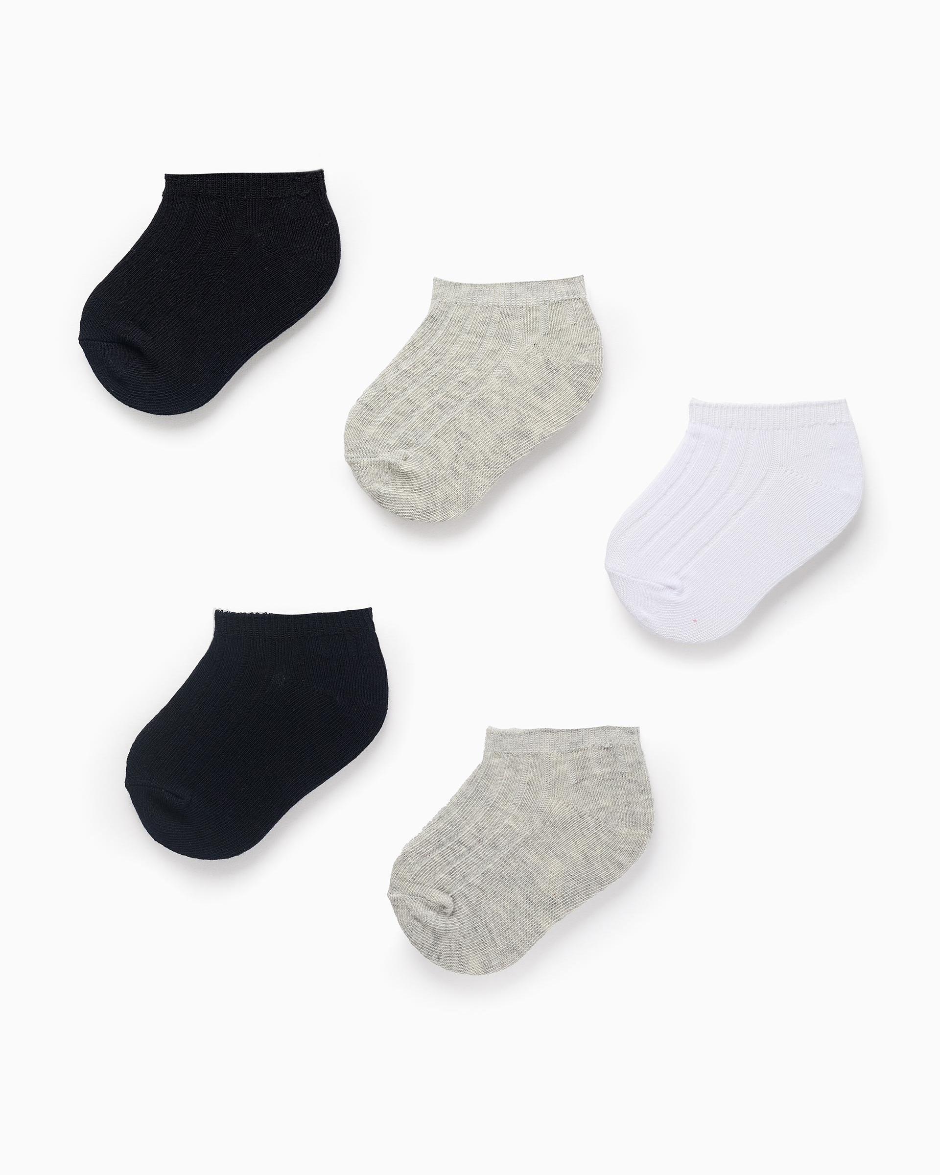 Pack de 5 calcetines cortos de bebé de canalé - Zippy - Multicolor Multicolor-1
