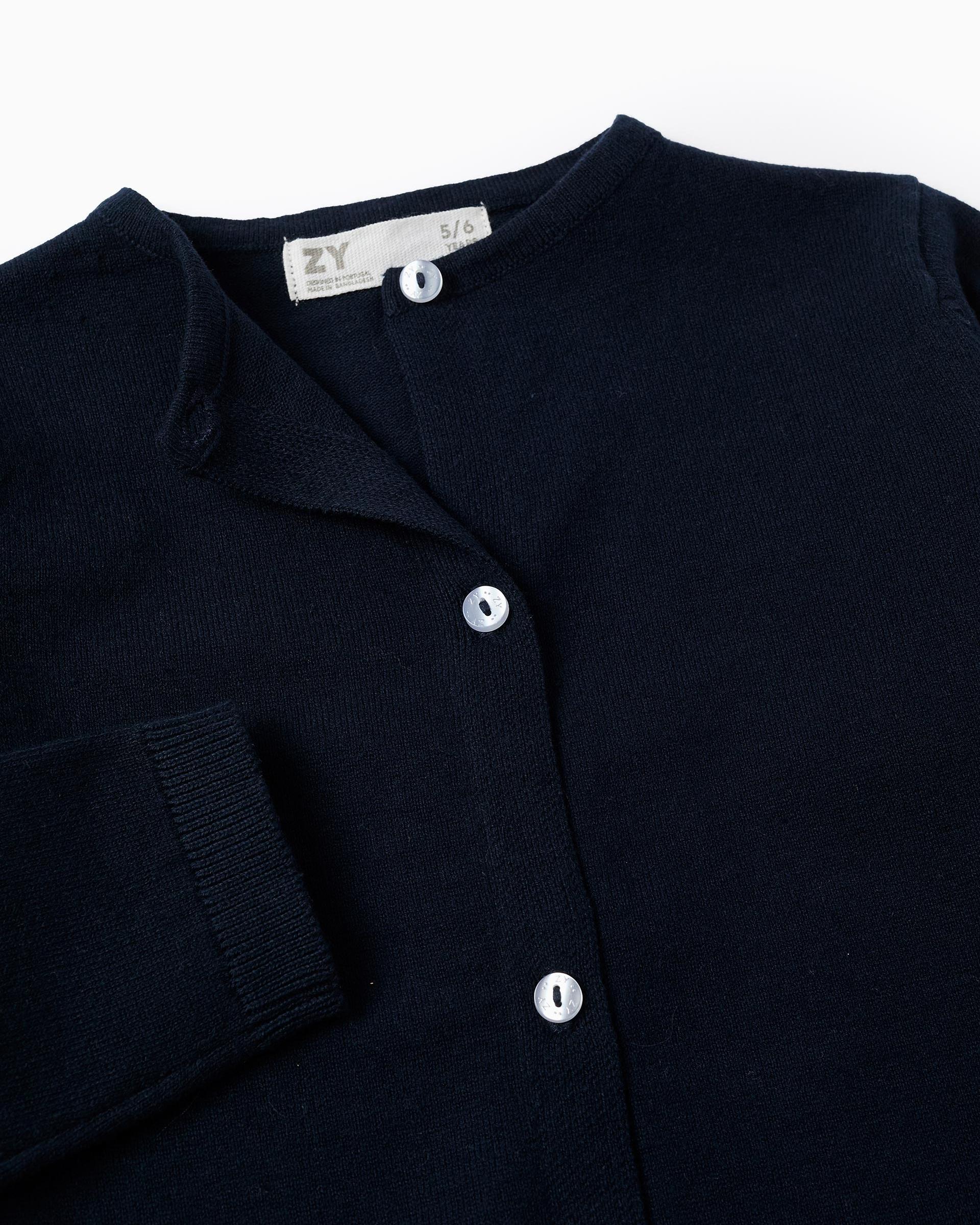 Chaqueta de niña de punto design clásico - Zippy - Azul marino Azul marino-3